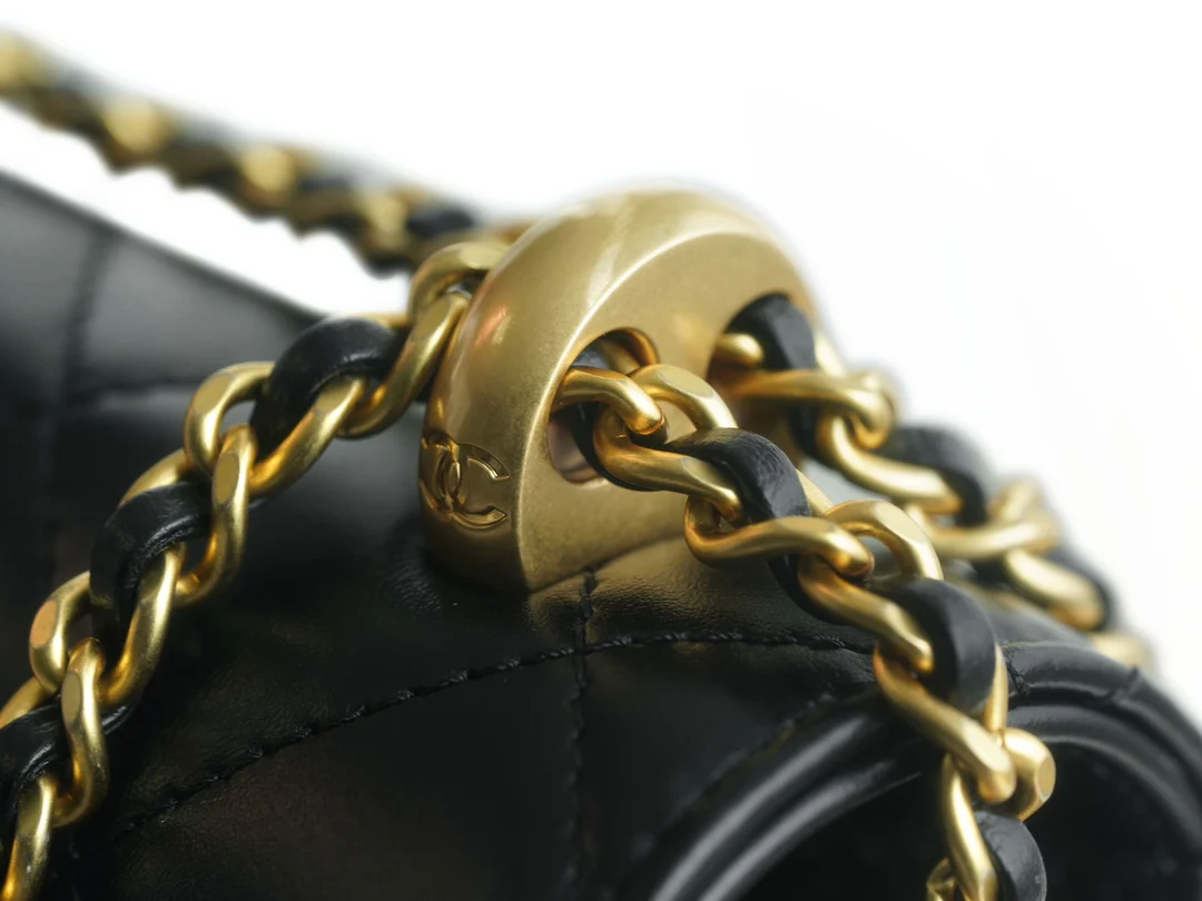Chanel 24c Double Gold Ball CF Mini 19 Black