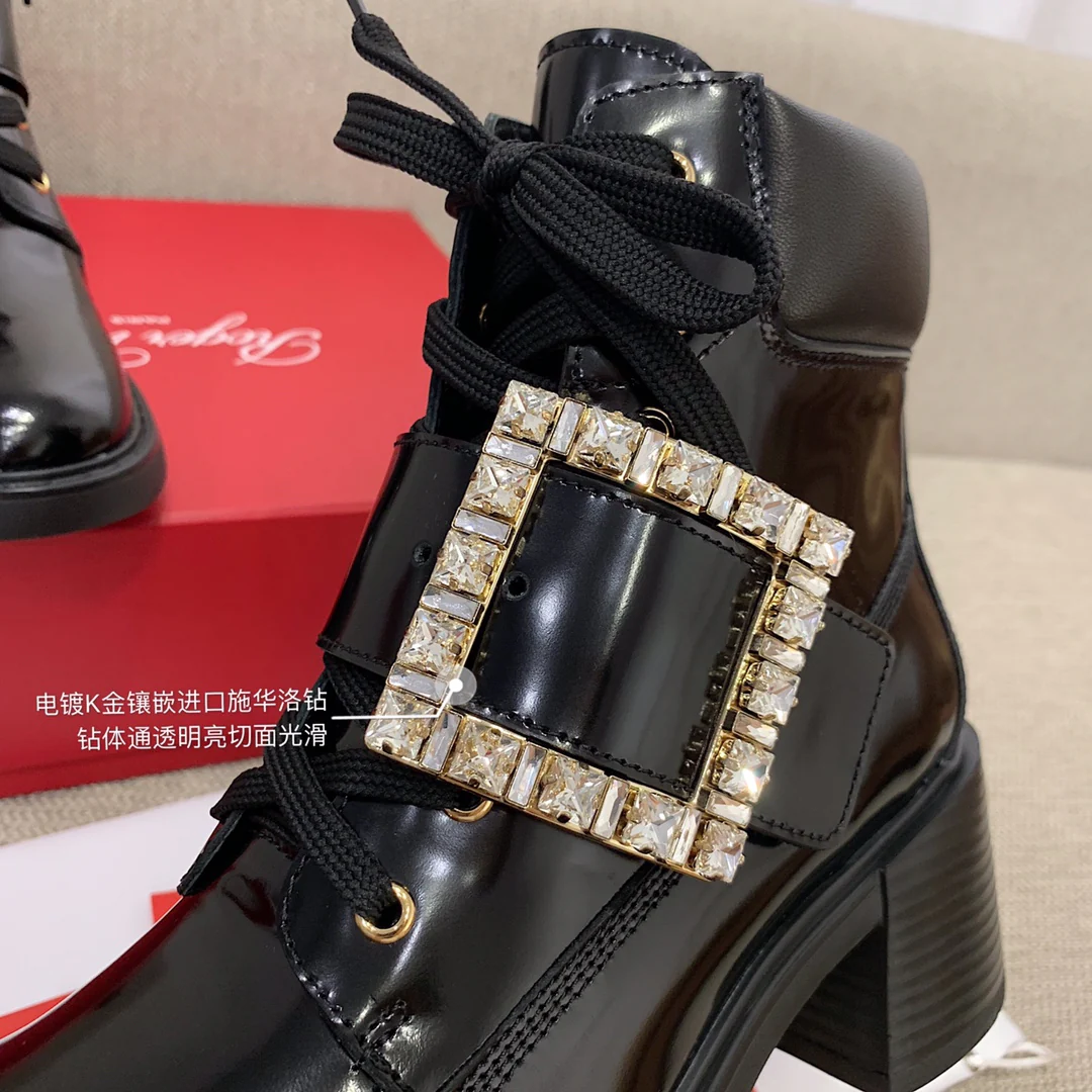 RV Shoes - 22ss - Ботильоны на массивном каблуке, украшенные стразами - Стиль Оуян Наны - 1