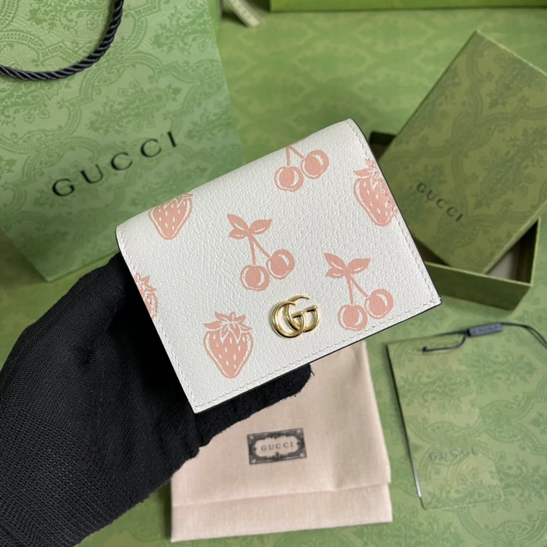 Gucci 白色水果图案短夹