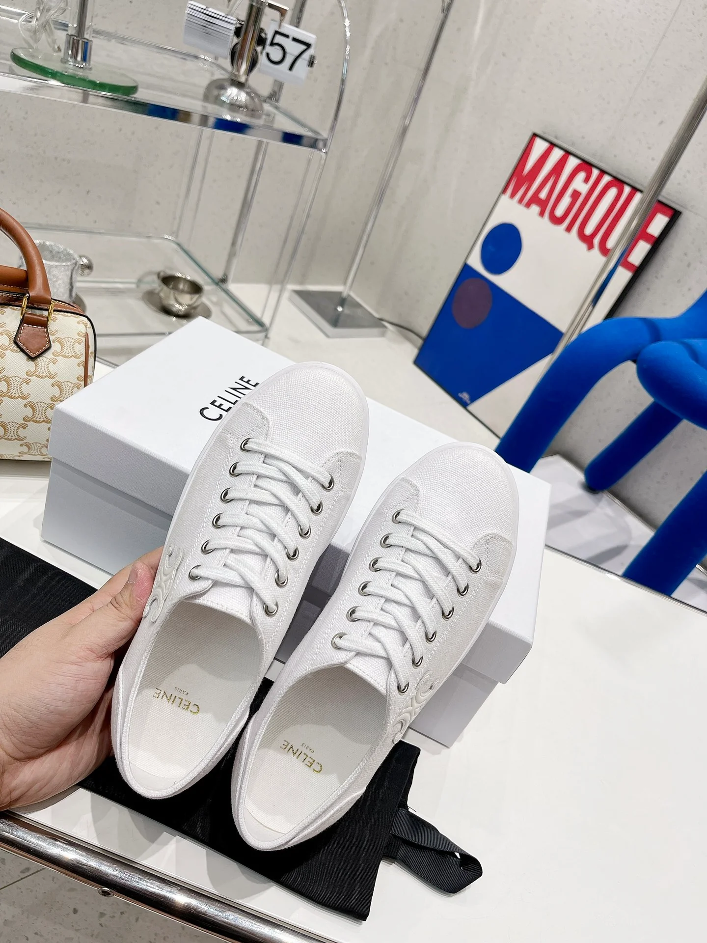 Celine - Белые парусиновые туфли на платформе