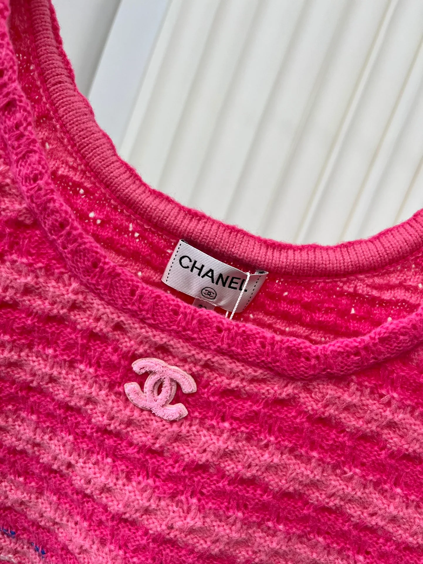 Chanel 2403 - Полосатый жилет с круглым вырезом - Розовый