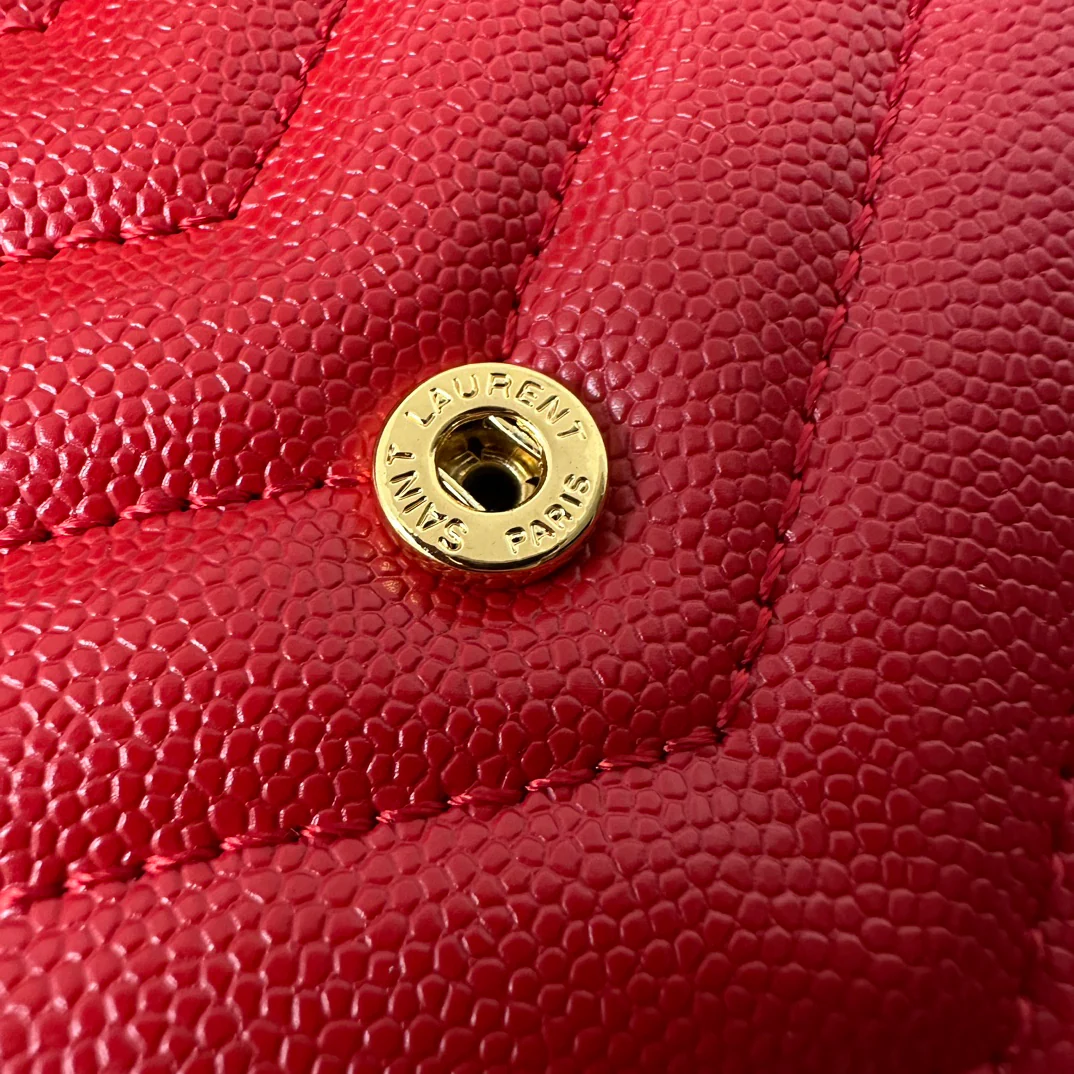 YSL монограмма Caviar WOC - красная с золотой фурнитурой - 22 см