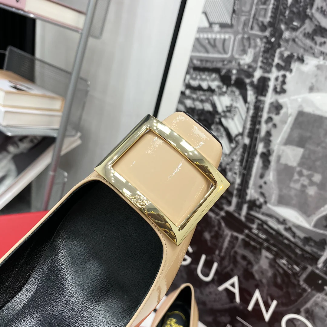 Туфли на банановом каблуке RV-7-5 см - телесно-розовые