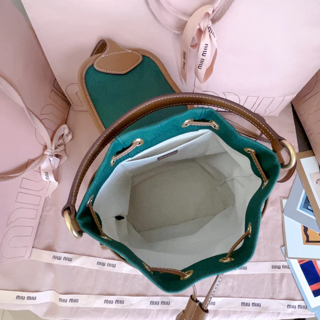 Рюкзак Miu Miu-5bz043-мини-льняной зеленый