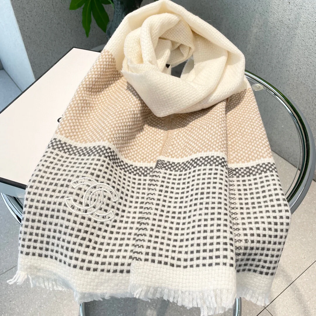 Двусторонняя кашемировая шаль/шарф Chanel - 32 см - 180 см - 100 см - Кашемир