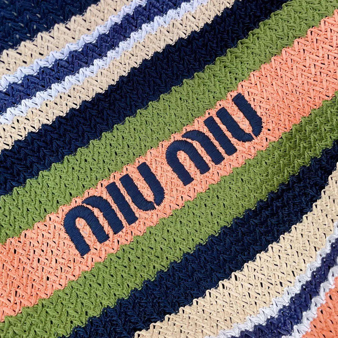Miu Miu-5bg228 - Сумка-тоут из хлопчатобумажной пряжи, сотканная из соломы-1