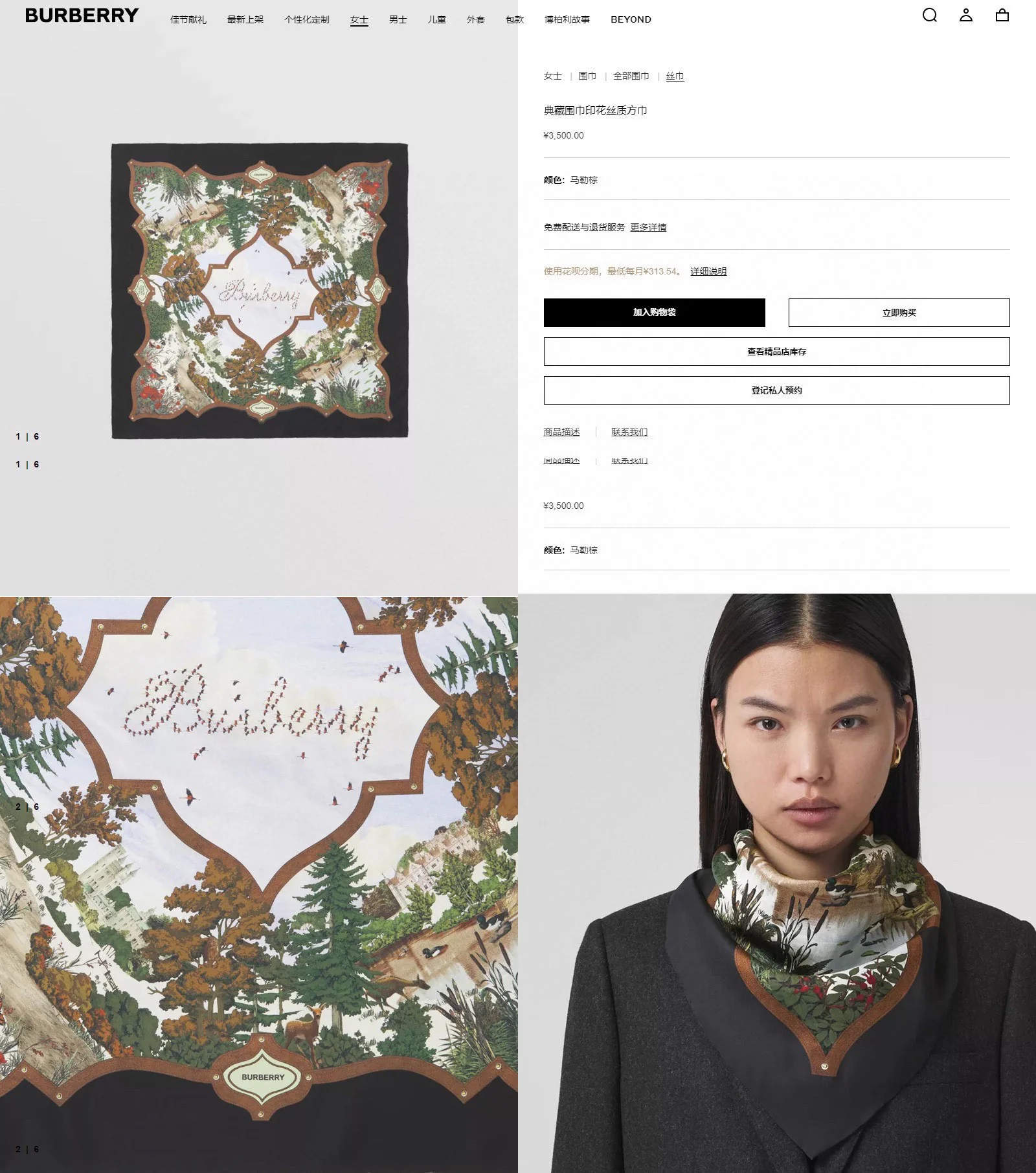 Носовой платок Burberry Forest Castle