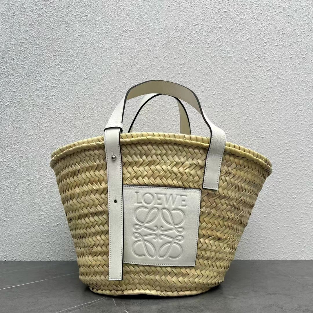 Соломенная сумка Loewe - 40 см - Большая - Кремово-белая