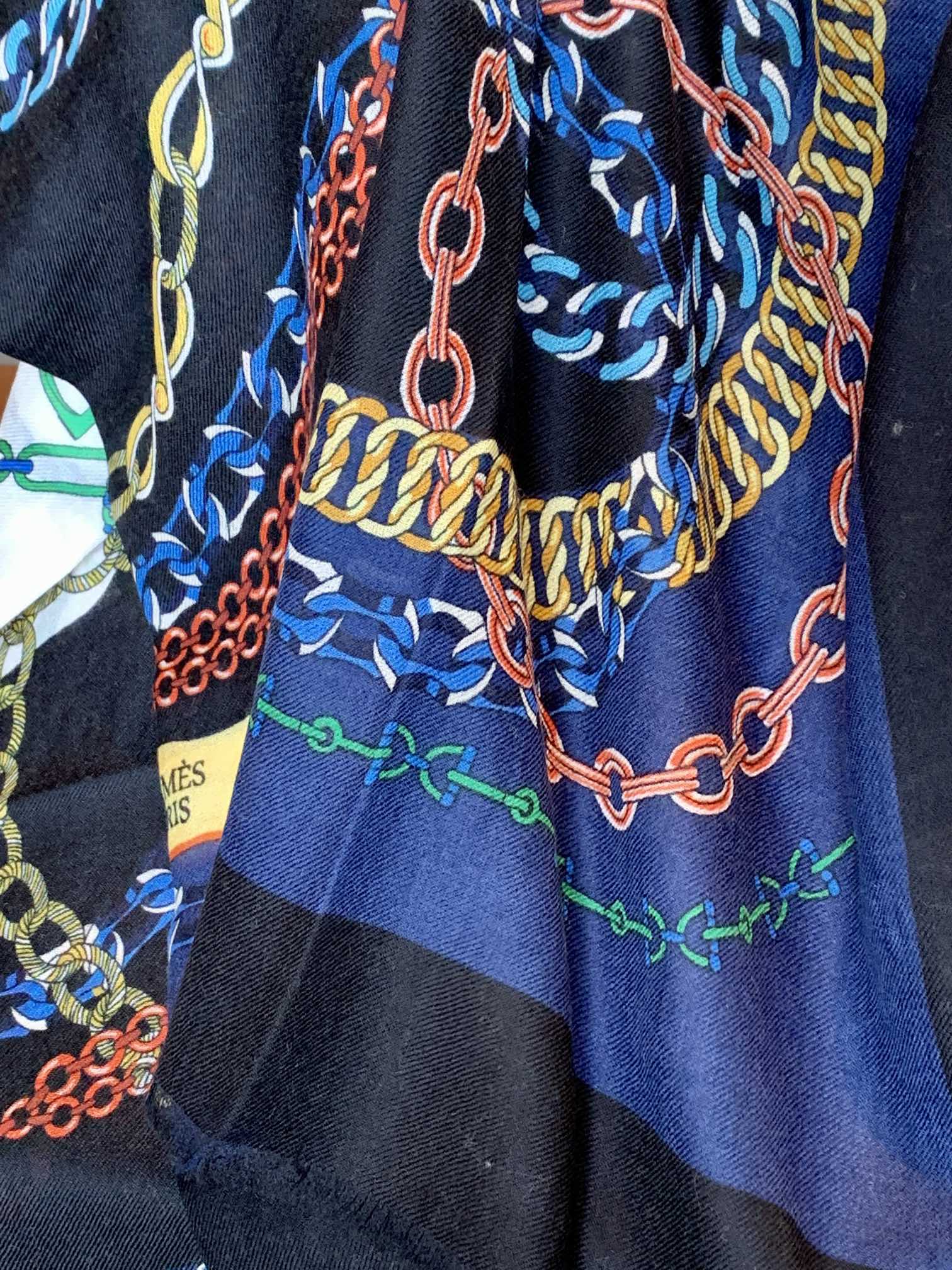 Шарф-цепочка Hermes - 100 см - 200 см - 100 см - высококачественный кашемир - 2 см