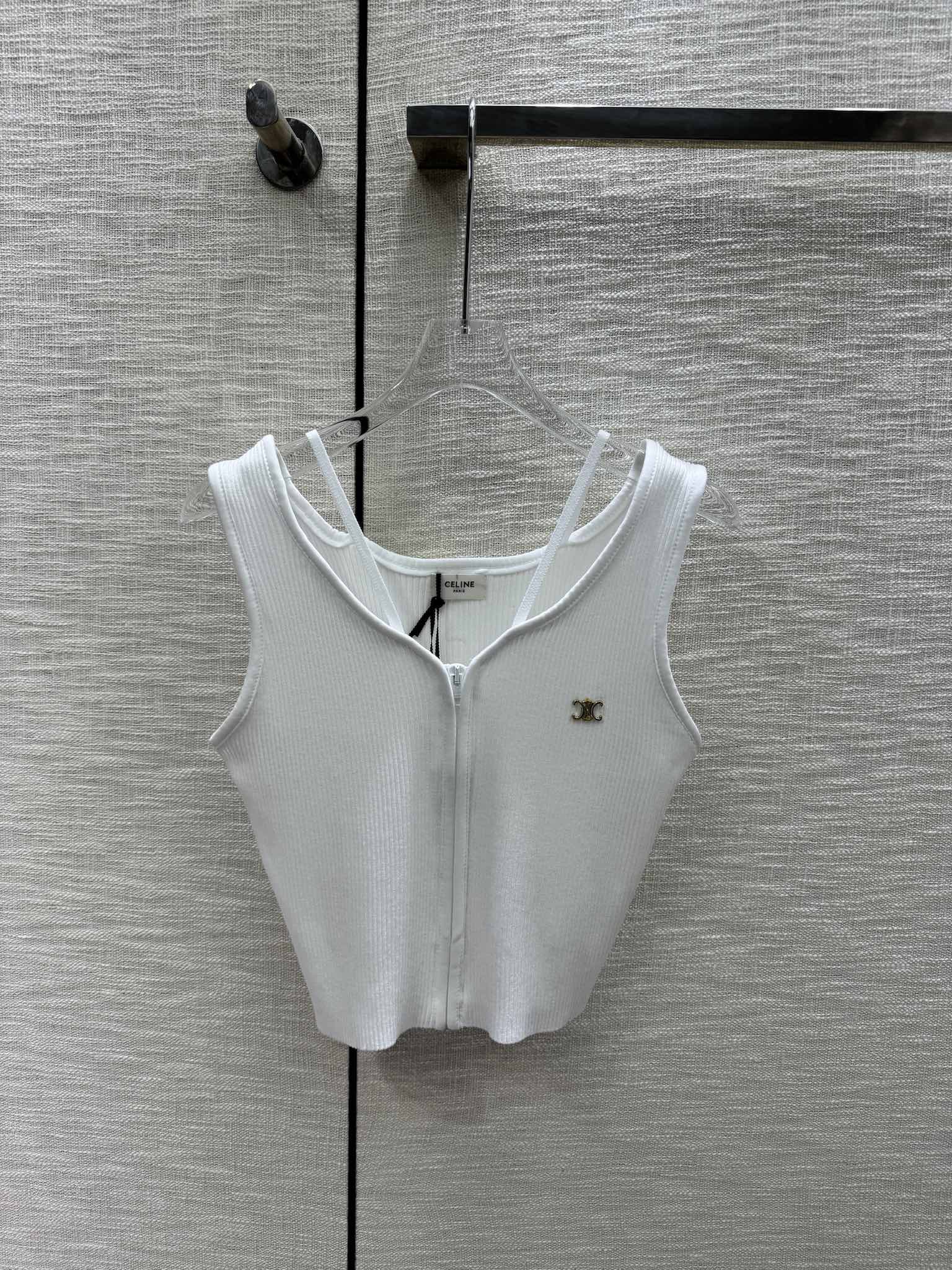 Вязаный жилет на молнии с логотипом Триумфальной арки Celine-2404