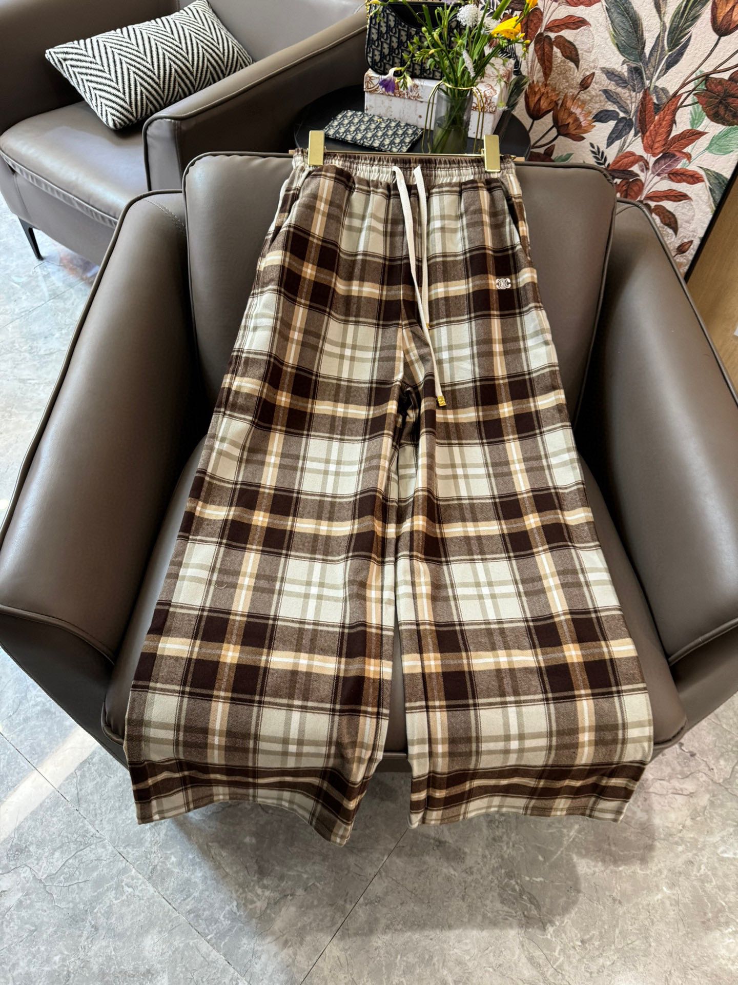 Брюки в клетку Celine 2403