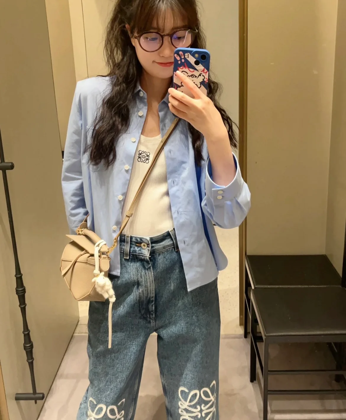 Миниатюрная кожаная модель Loewe Puzzle из телячьей кожи