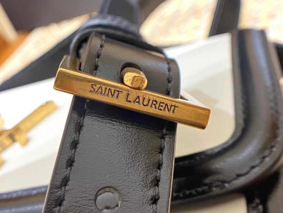 Сумка-мешок YSL Solferino Tofu Bag - бело-черная - 18 см