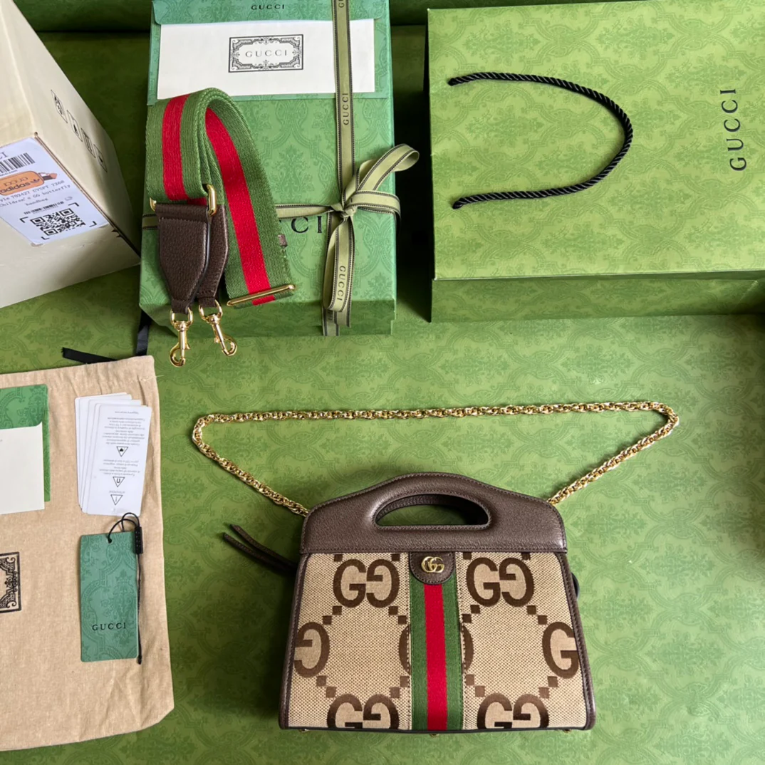 Мини-сумка Gucci Ophidia через плечо с отделкой из коричневой кожи.