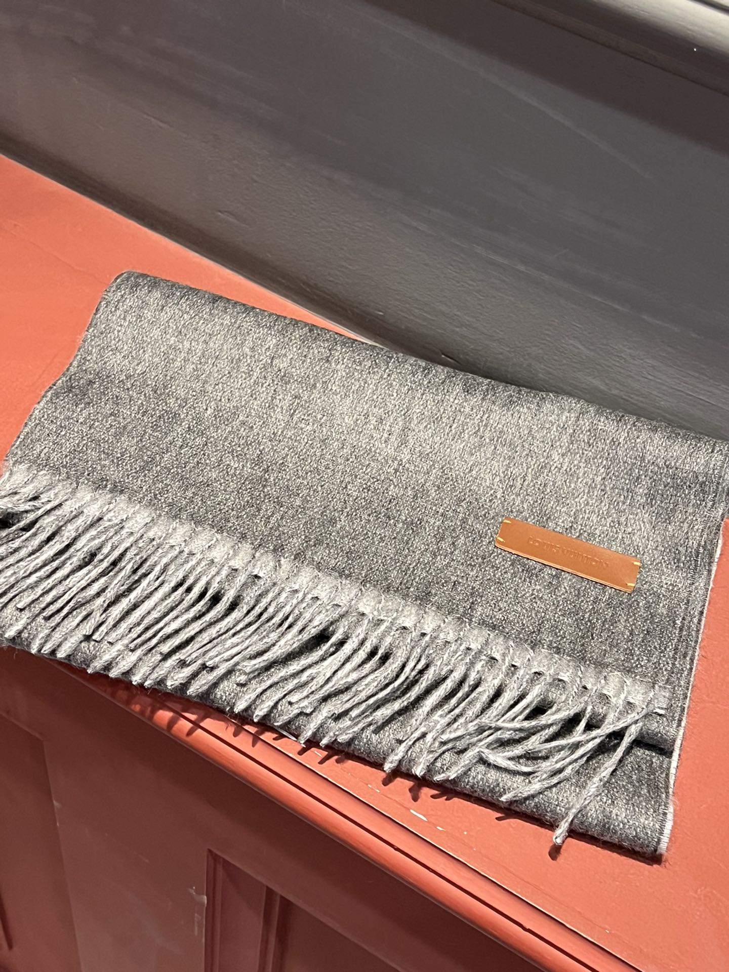 Двусторонний кашемировый шарф LV - 180 см - 35 см - серый