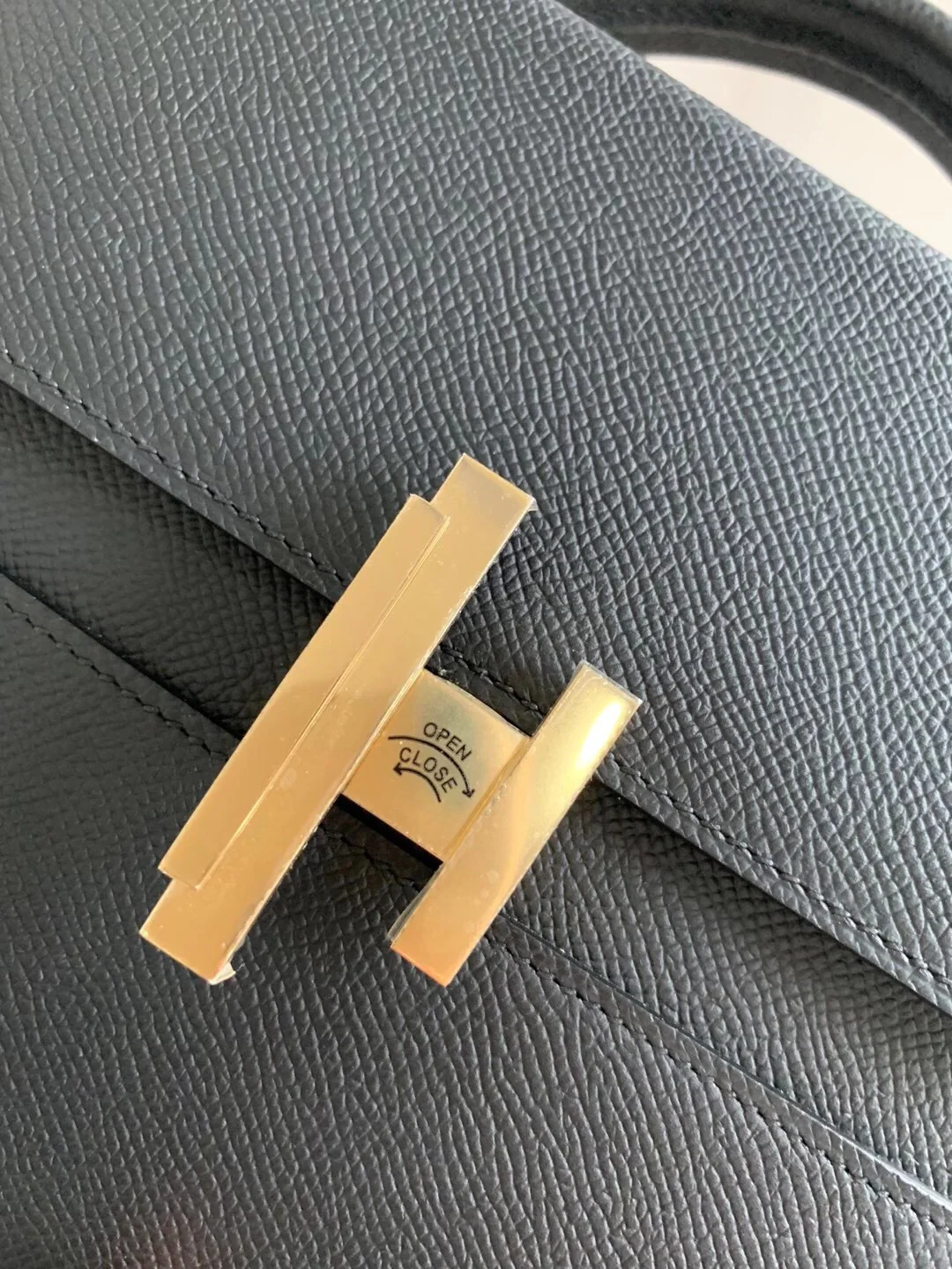 Hermes Cinhetic 24-Epsom Black with Light Gold buckle