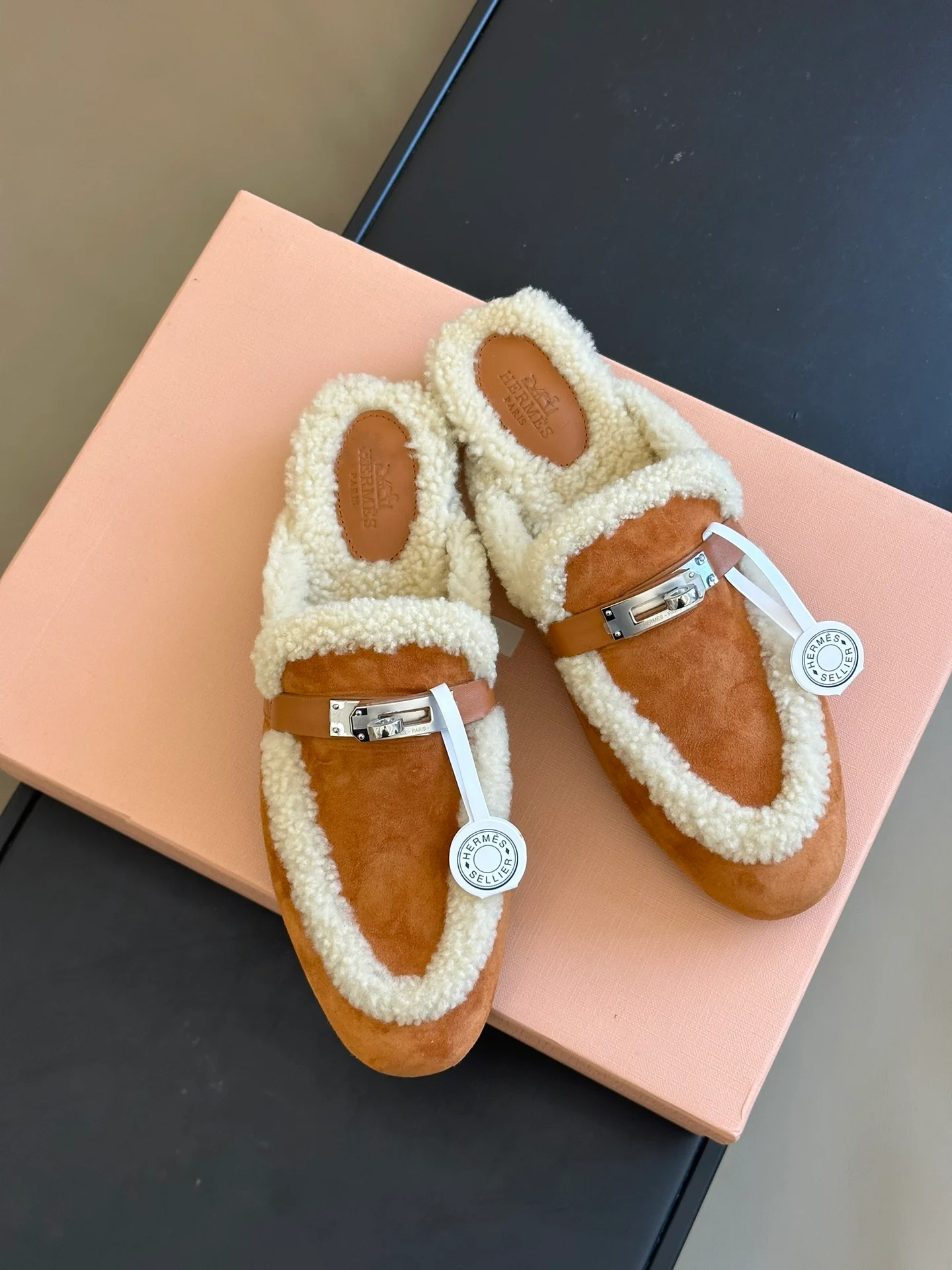 Кашемировые тапочки Hermes 2024 - Кофейно-коричневый
