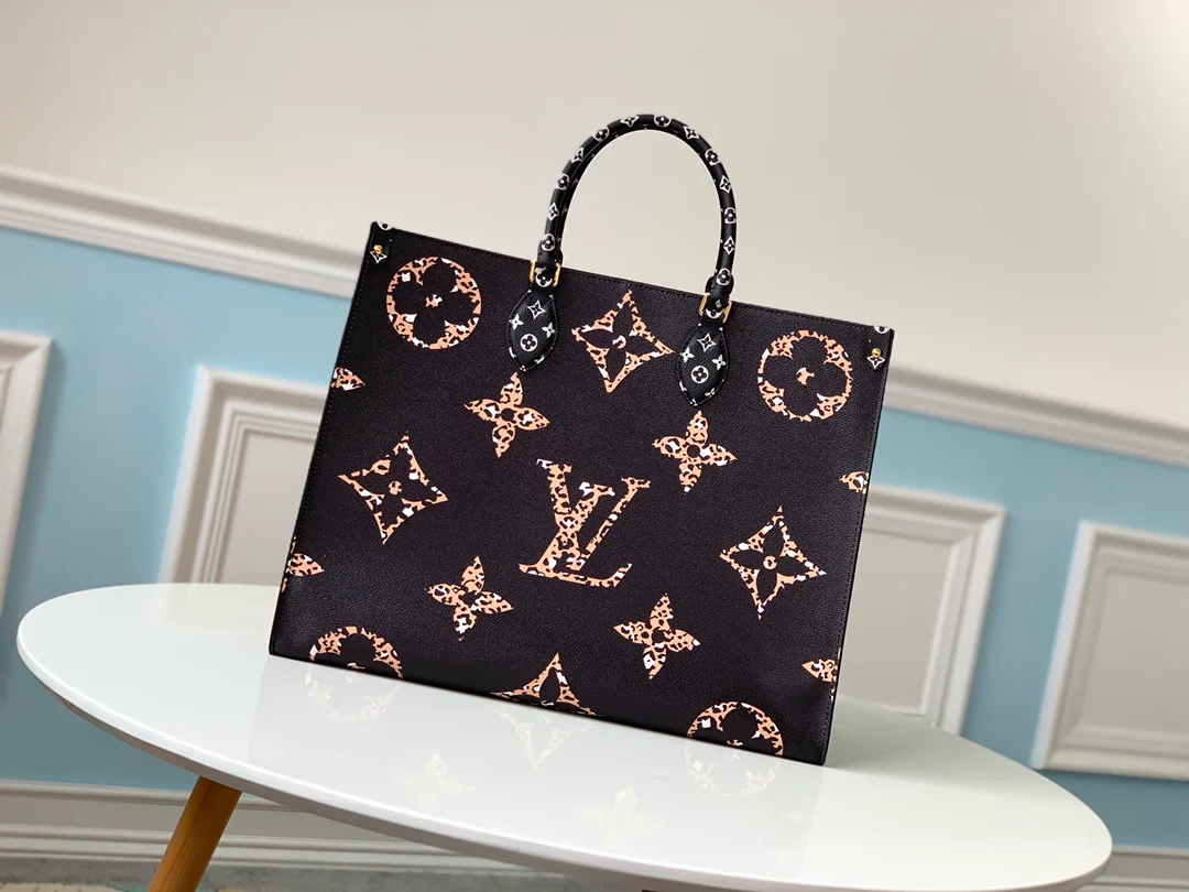 m44576-LV-Эксклюзивная сумка onthego-Черно-белый леопардовый принт