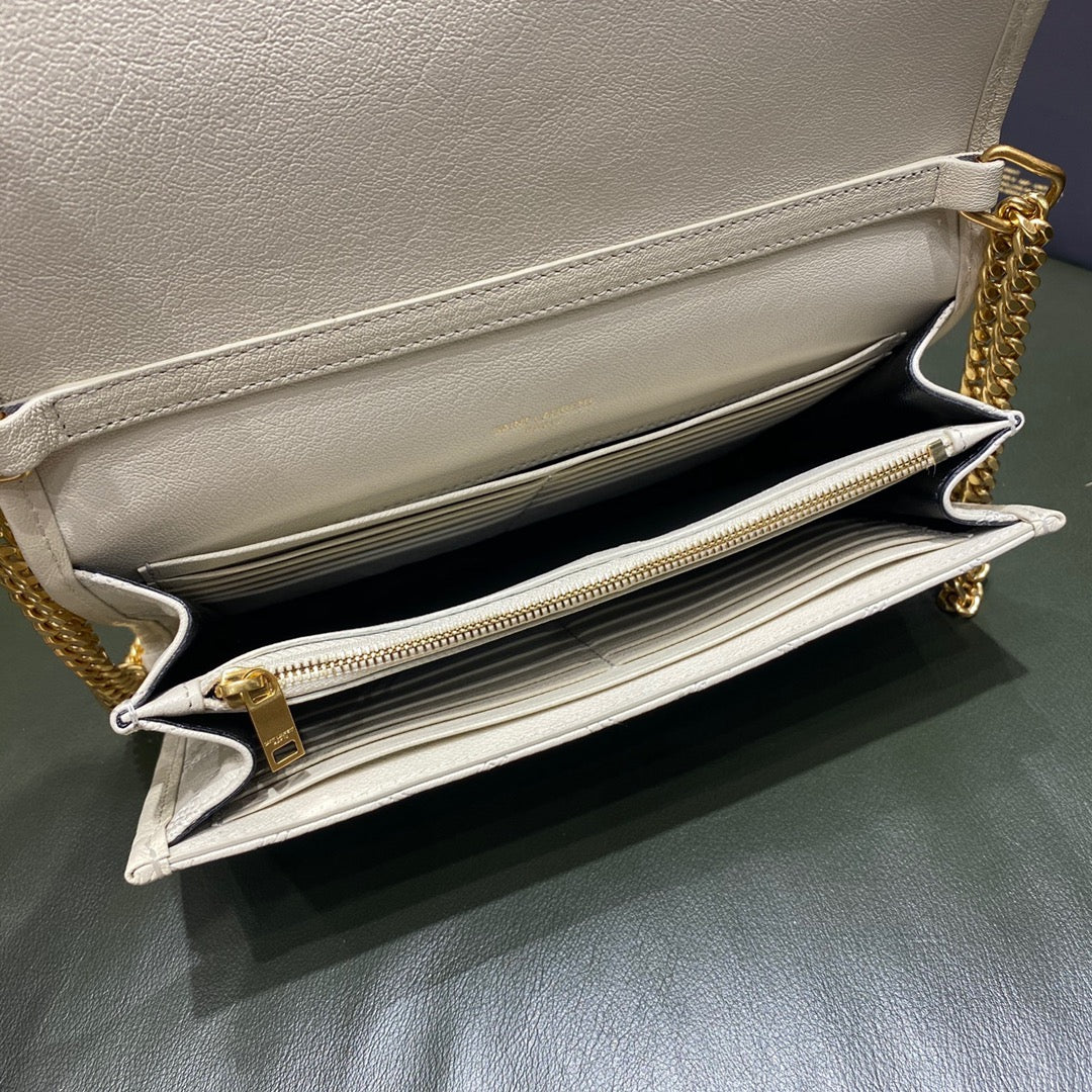 Сумка YSL-Becky из овечьей кожи с ромбовидной стёжкой и цепочкой