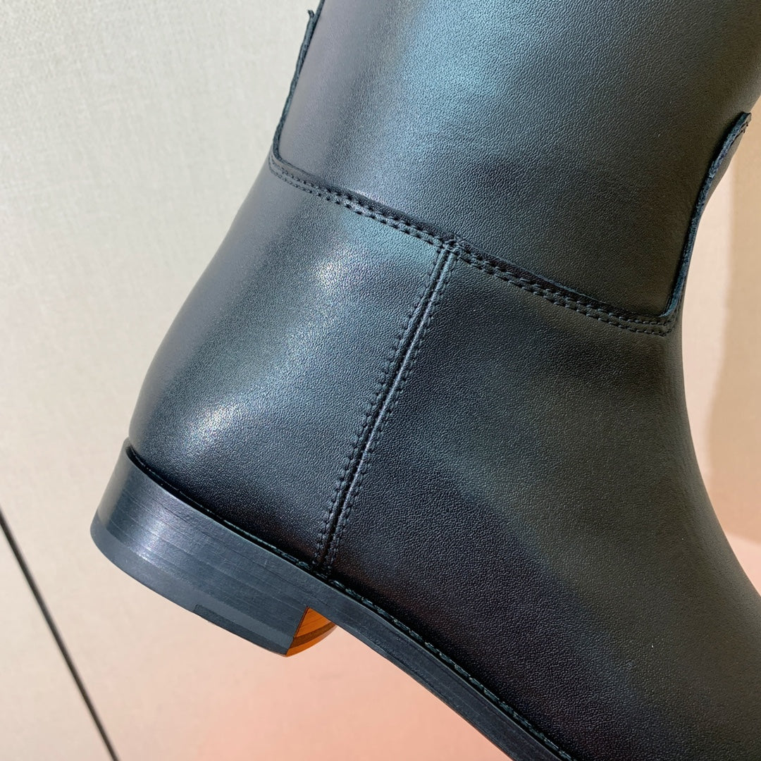 Сапоги для верховой езды Hermes Kelly с пряжкой - черные