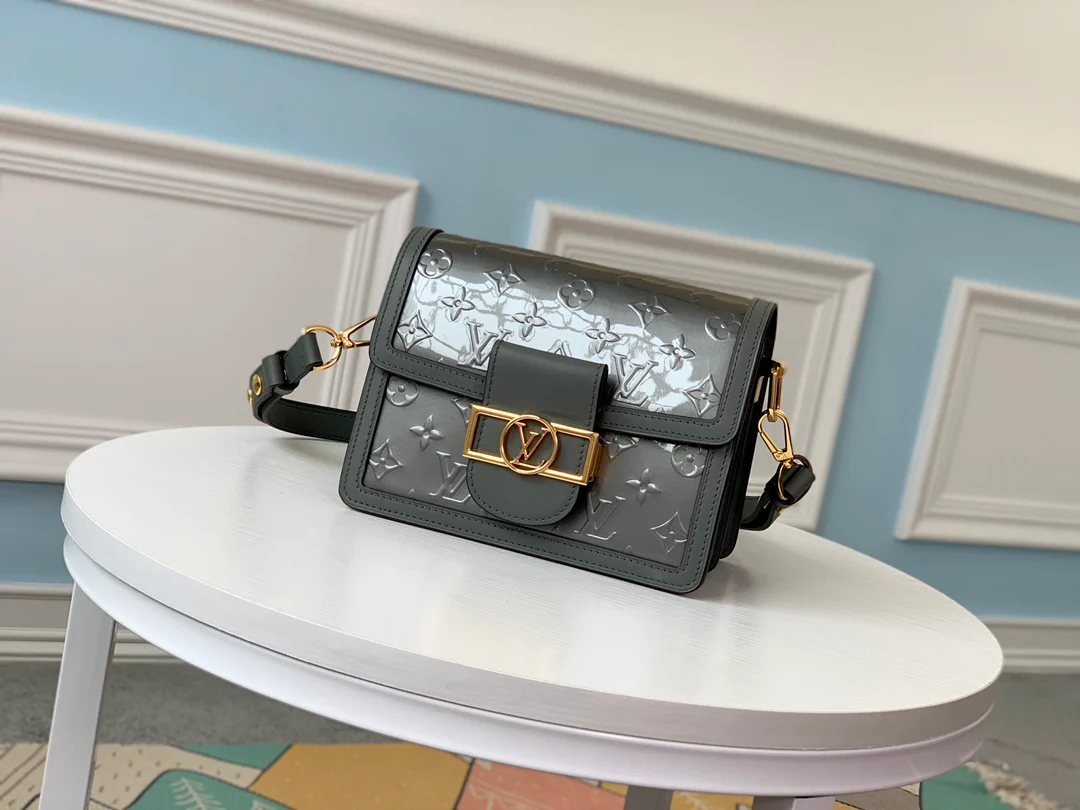 m44580-LV-2019-dauphine сумка-мессенджер из кожи с узором, серебристо-серая, маленькая