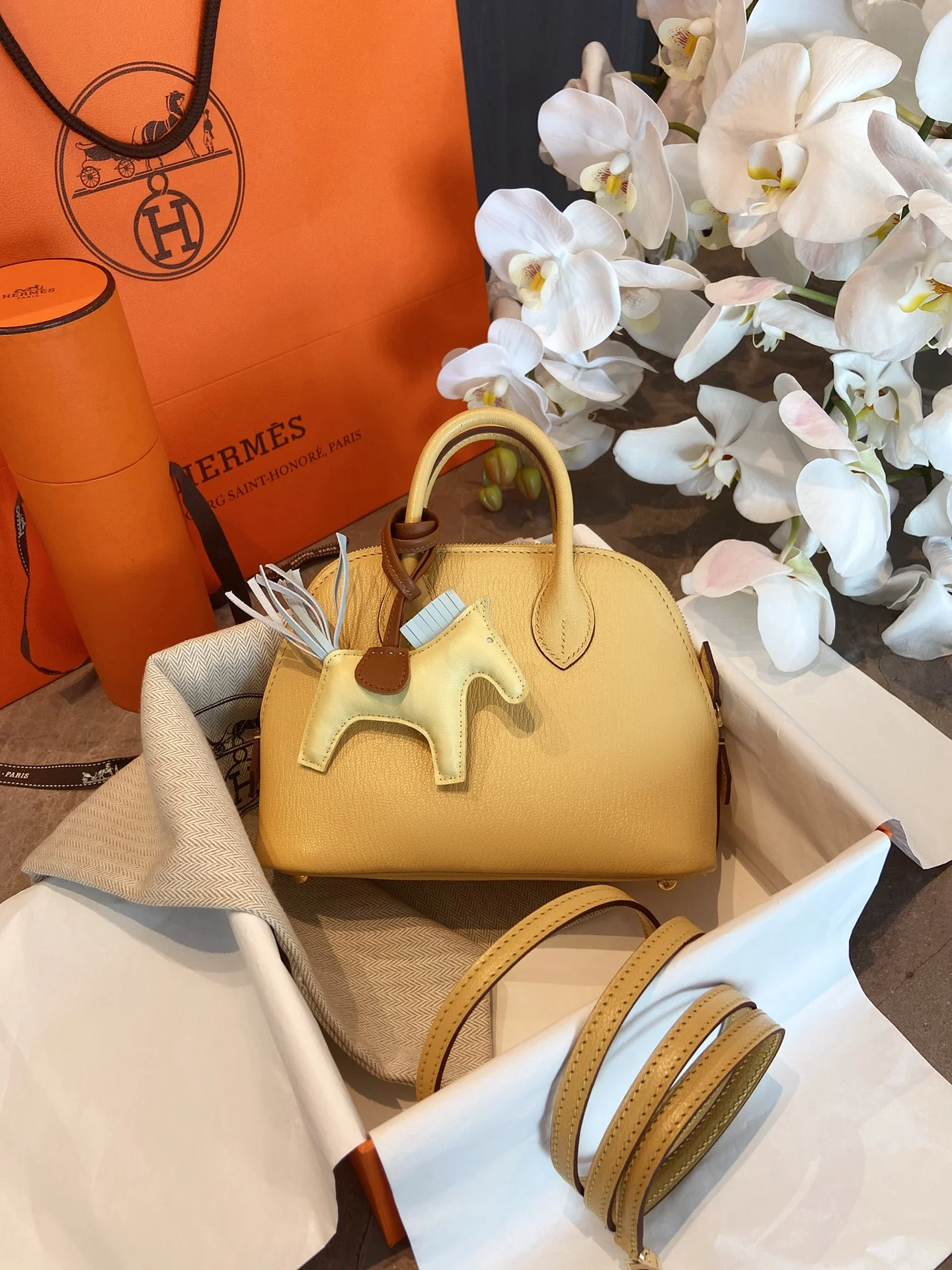 Hermes Bolide Mini Goatskin 1s Wheat Yellow