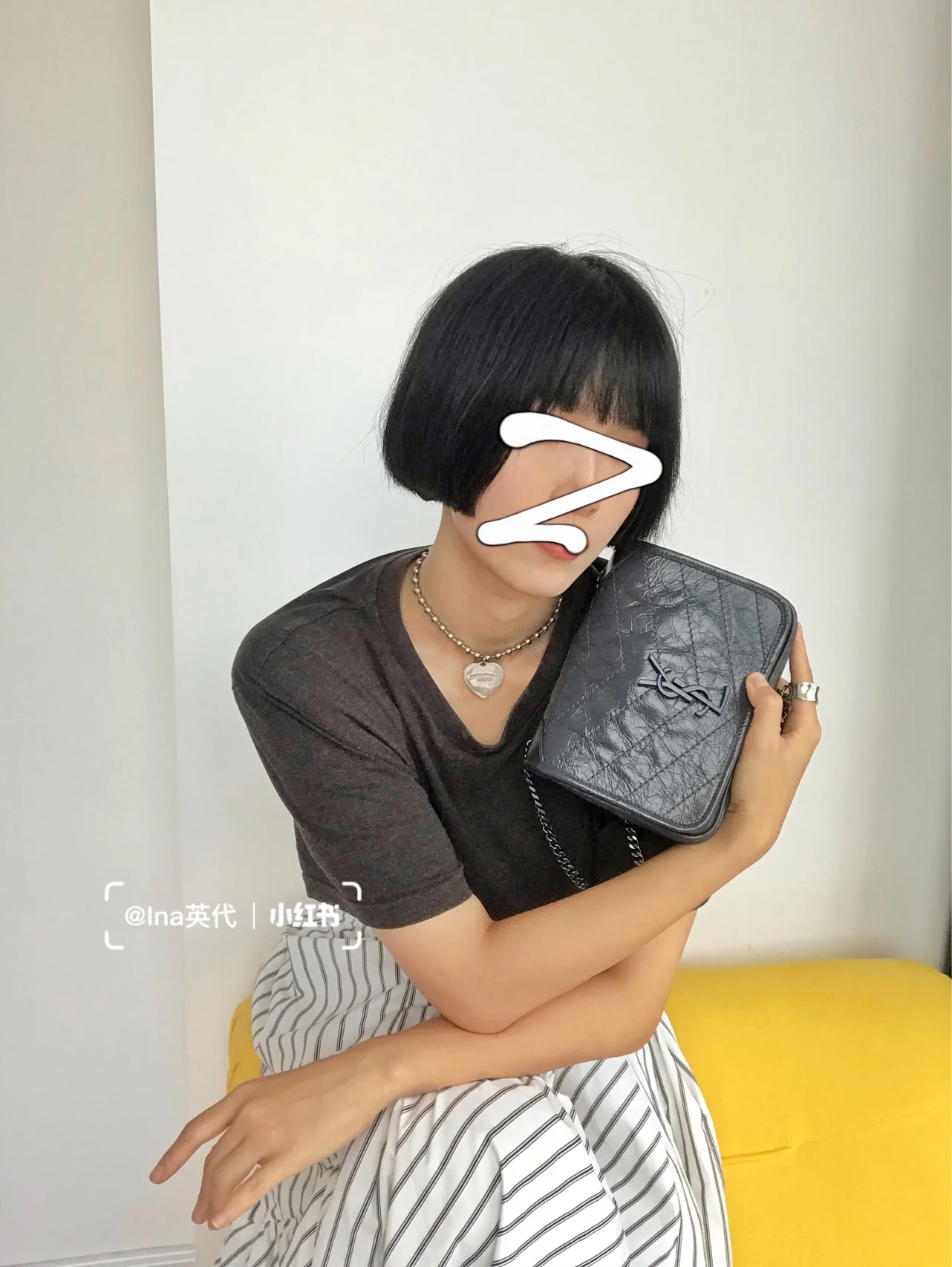 Сумка через плечо YSL-niki-Chain, серая.