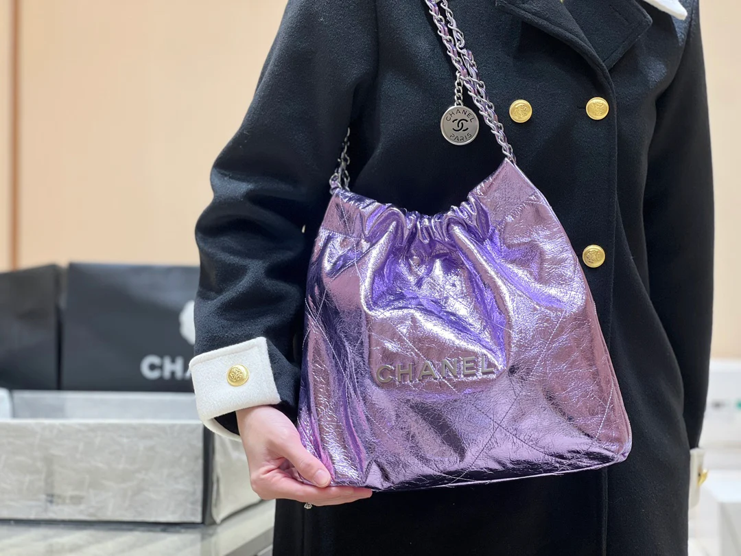 Сумка Chanel 25c 22 - металлизированная кожа - фиолетовая