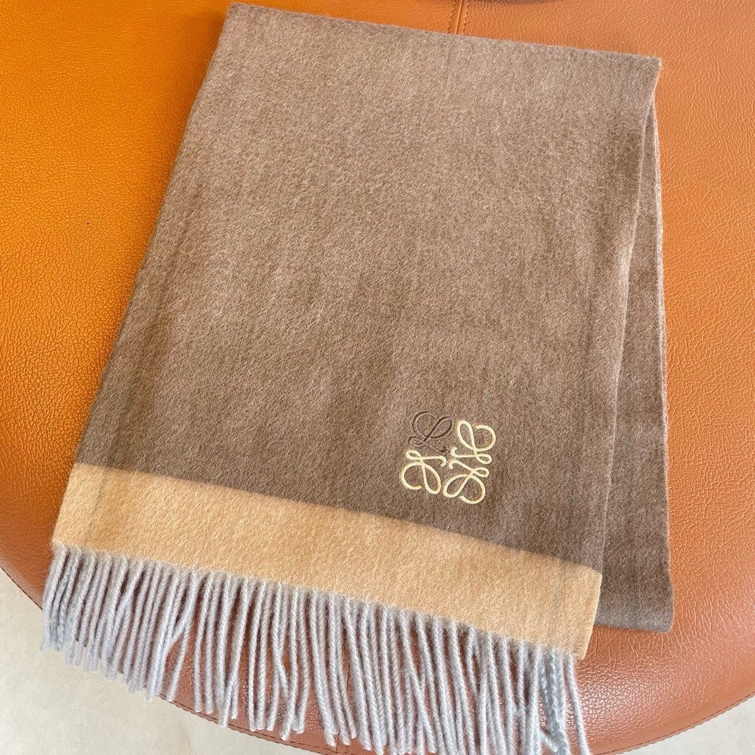 Двусторонний шарф Loewe 2024 - 180-30 - Коричневый