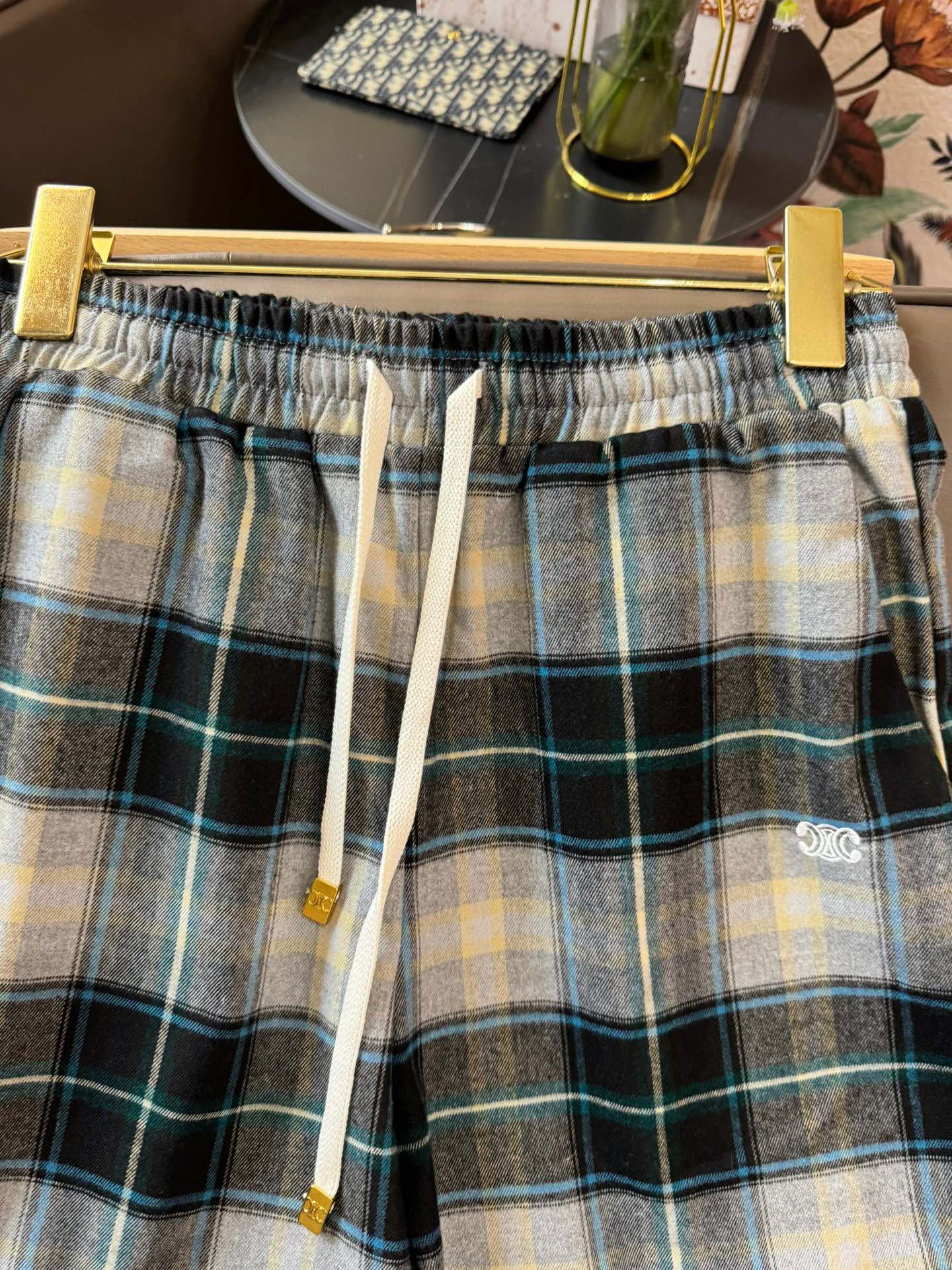 Брюки в клетку Celine 2403 - черные