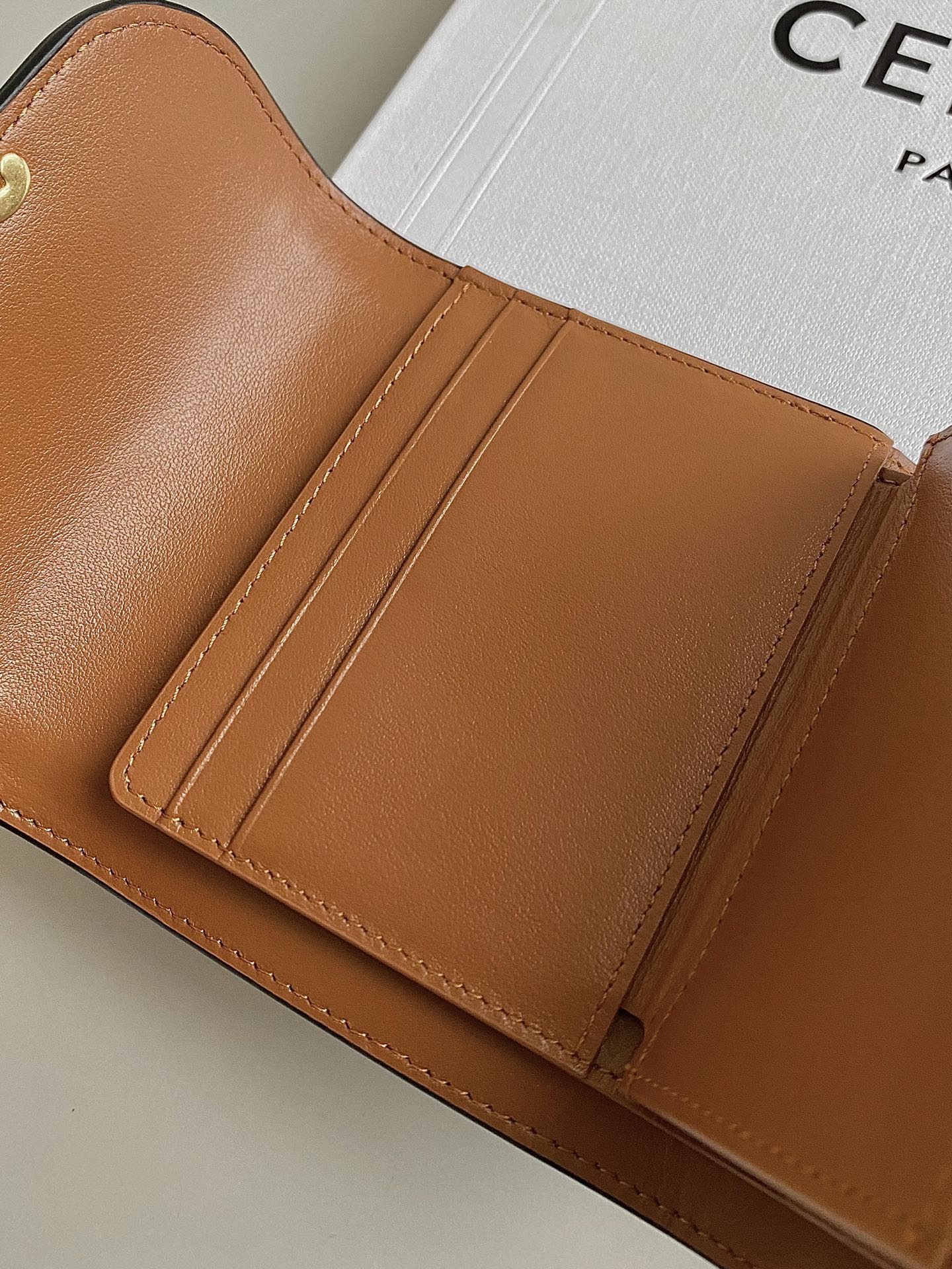 Celine-TRIOMPHE 三折卡包钱包 老花棕