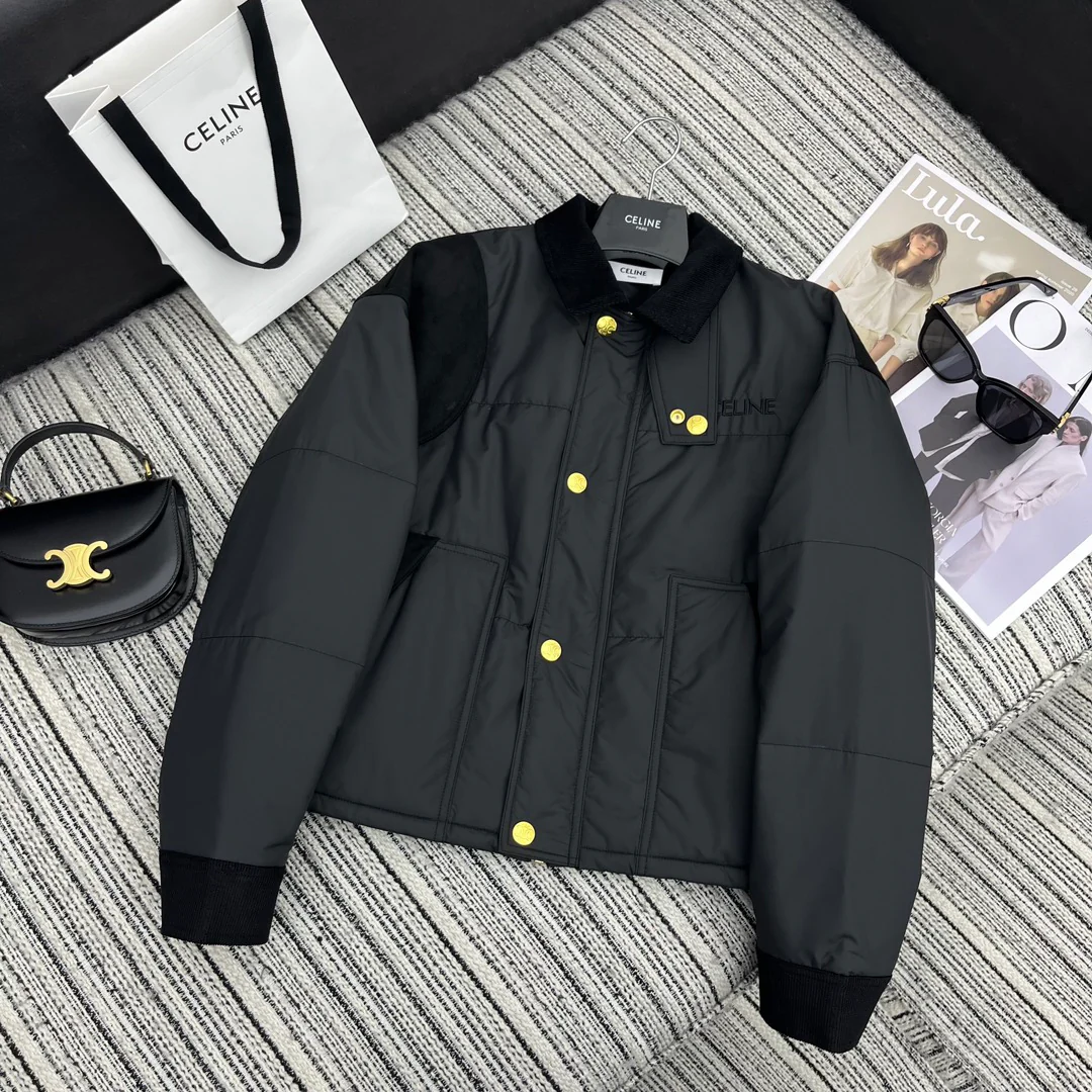 Утепленная куртка Celine-2403 из черного вельвета