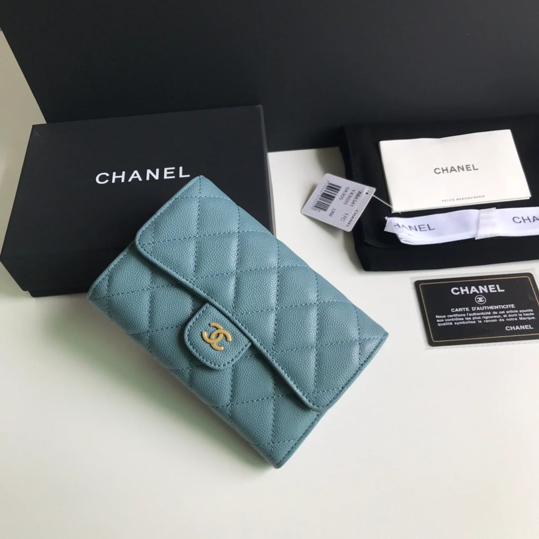Оправа Chanel CF Tri-fold Frame - Haze Blue Lychee Skin Gold Buckle