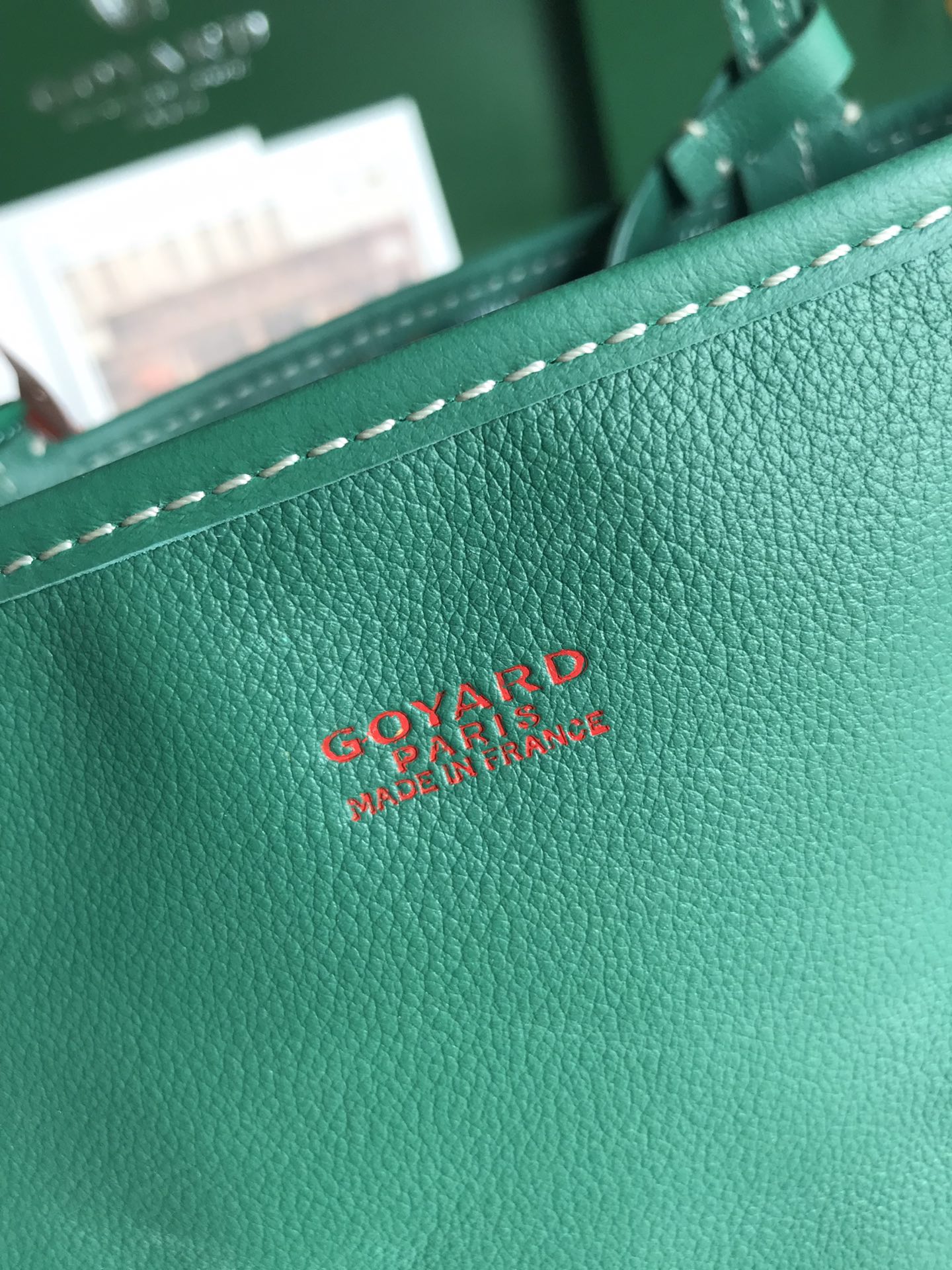 Двусторонняя сумка Goyard из телячьей кожи с узором - зеленая.