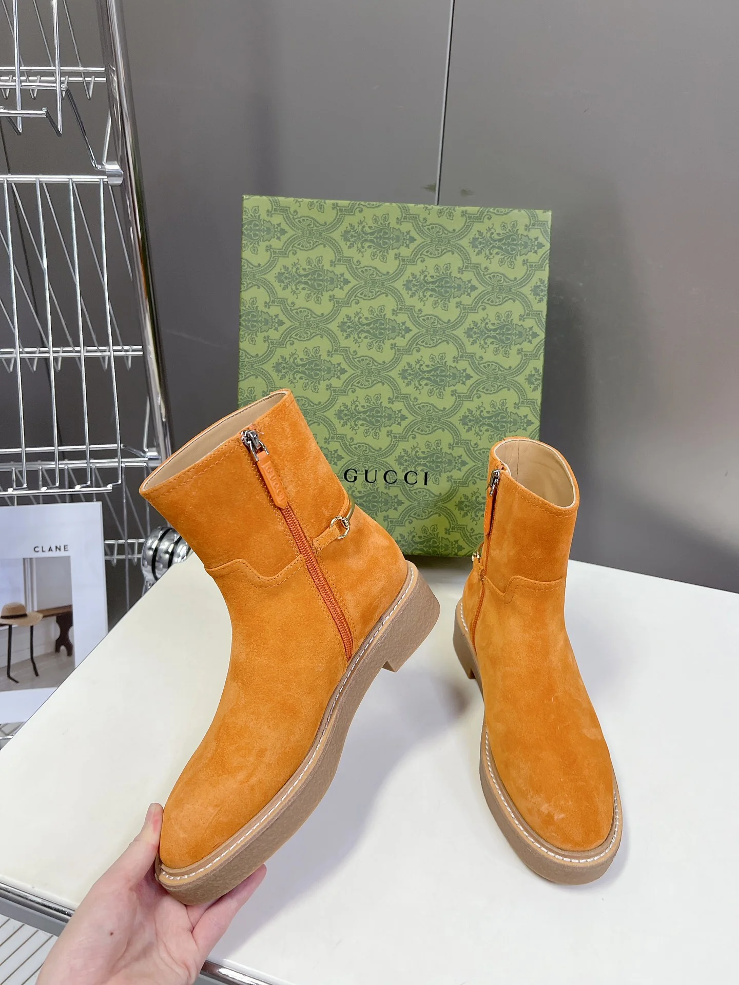 Конные сапоги Gucci 2024 - оранжевые