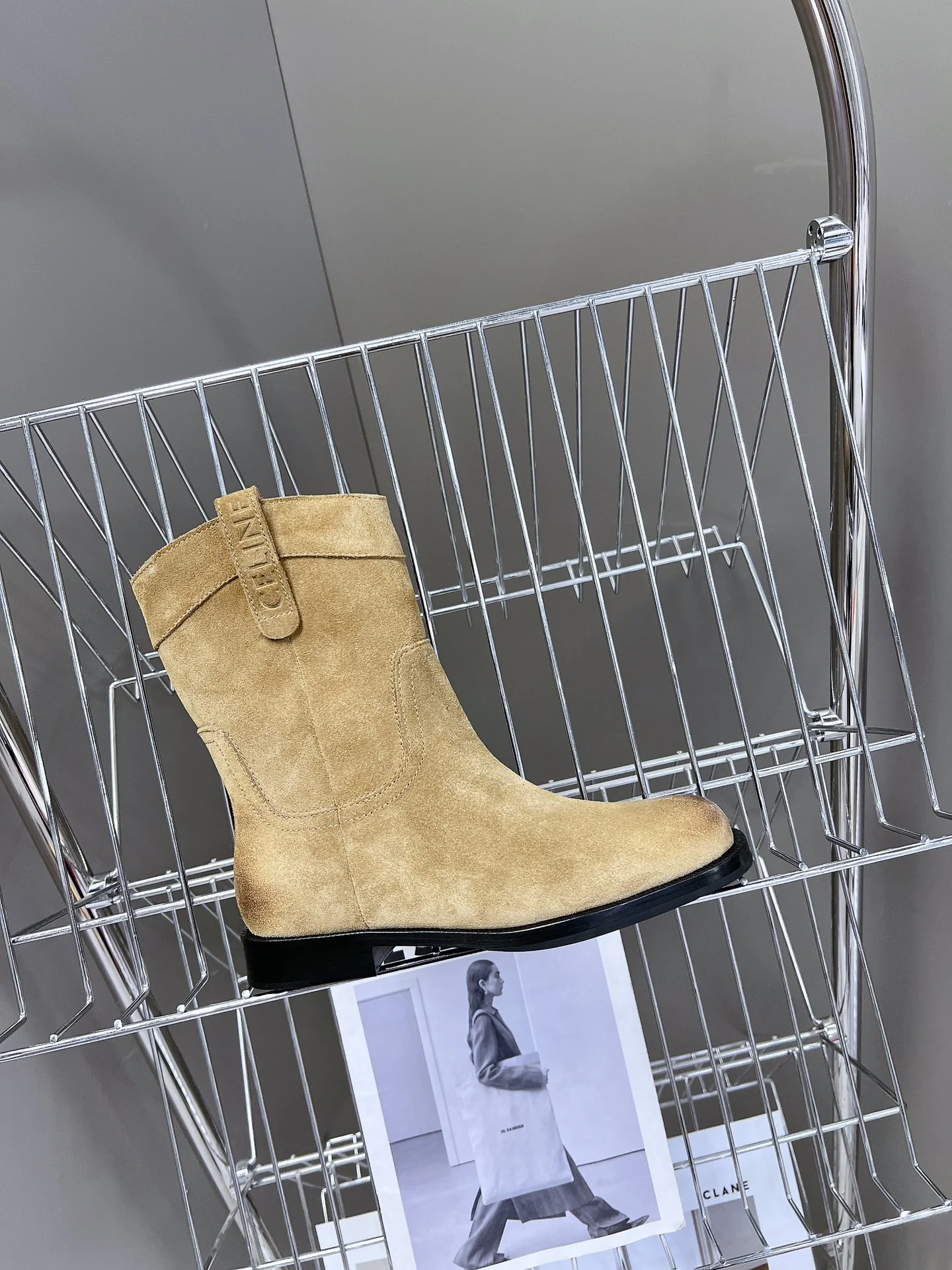 Ботильоны Celine 2024 из денима - коричневые