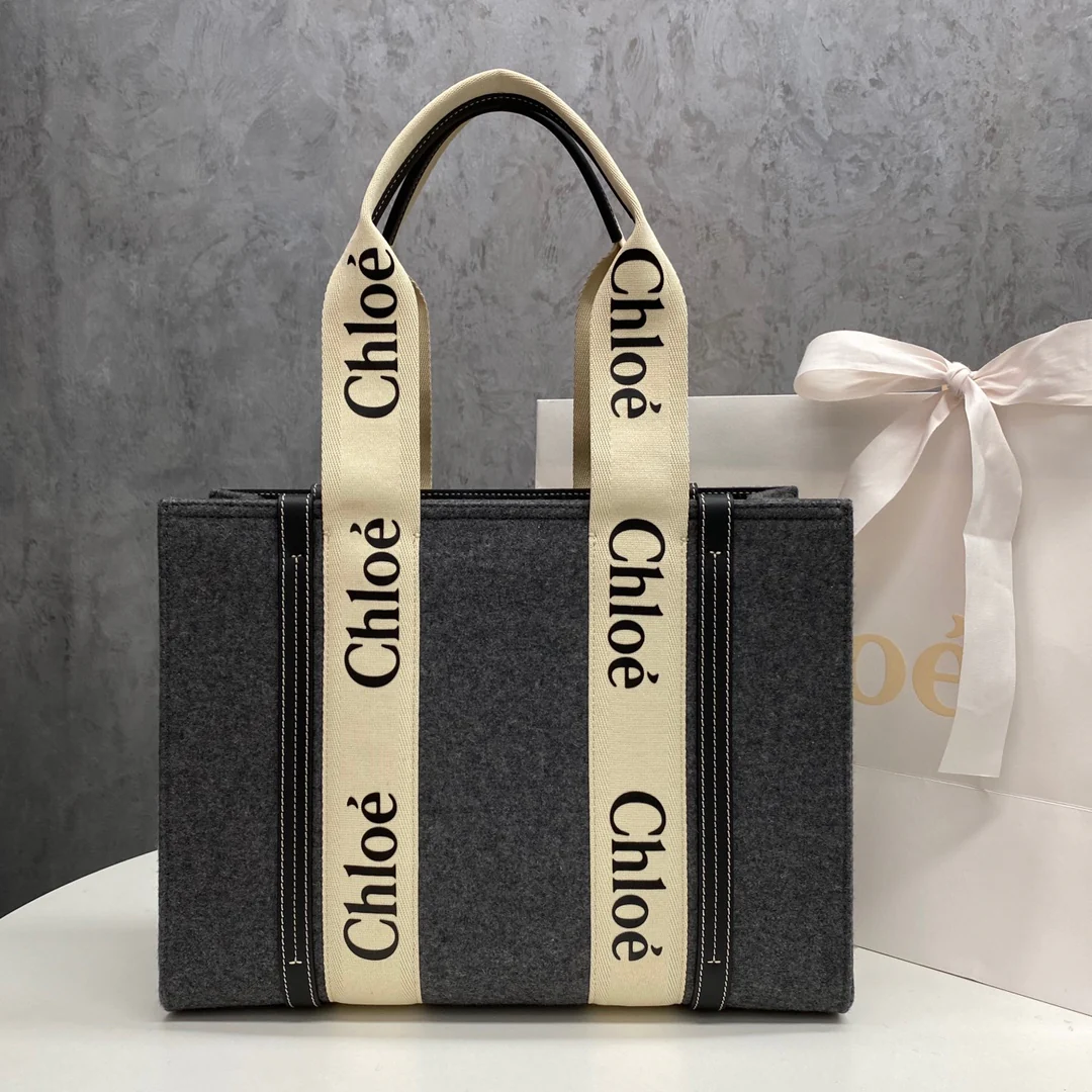 Сумка-тоут Chloe Woody - Средний размер - Бархатно-серый