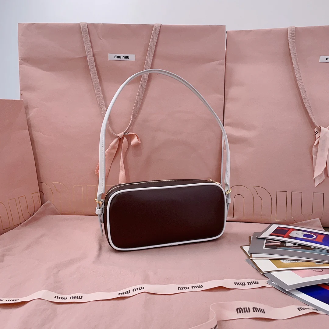 Сумка для маджонга Miu Miu-5ne024 из телячьей кожи, коричневая.