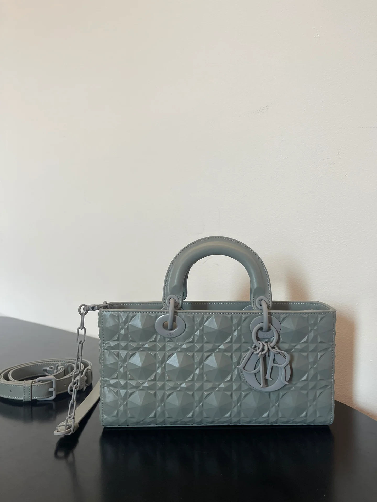 Сумка Dior Lady D'Joy - с ромбовидным узором - серая