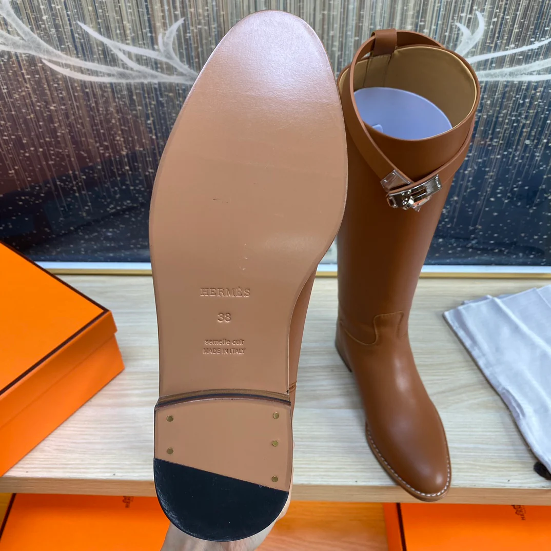 Длинные сапоги Hermes 2024 - коричневые