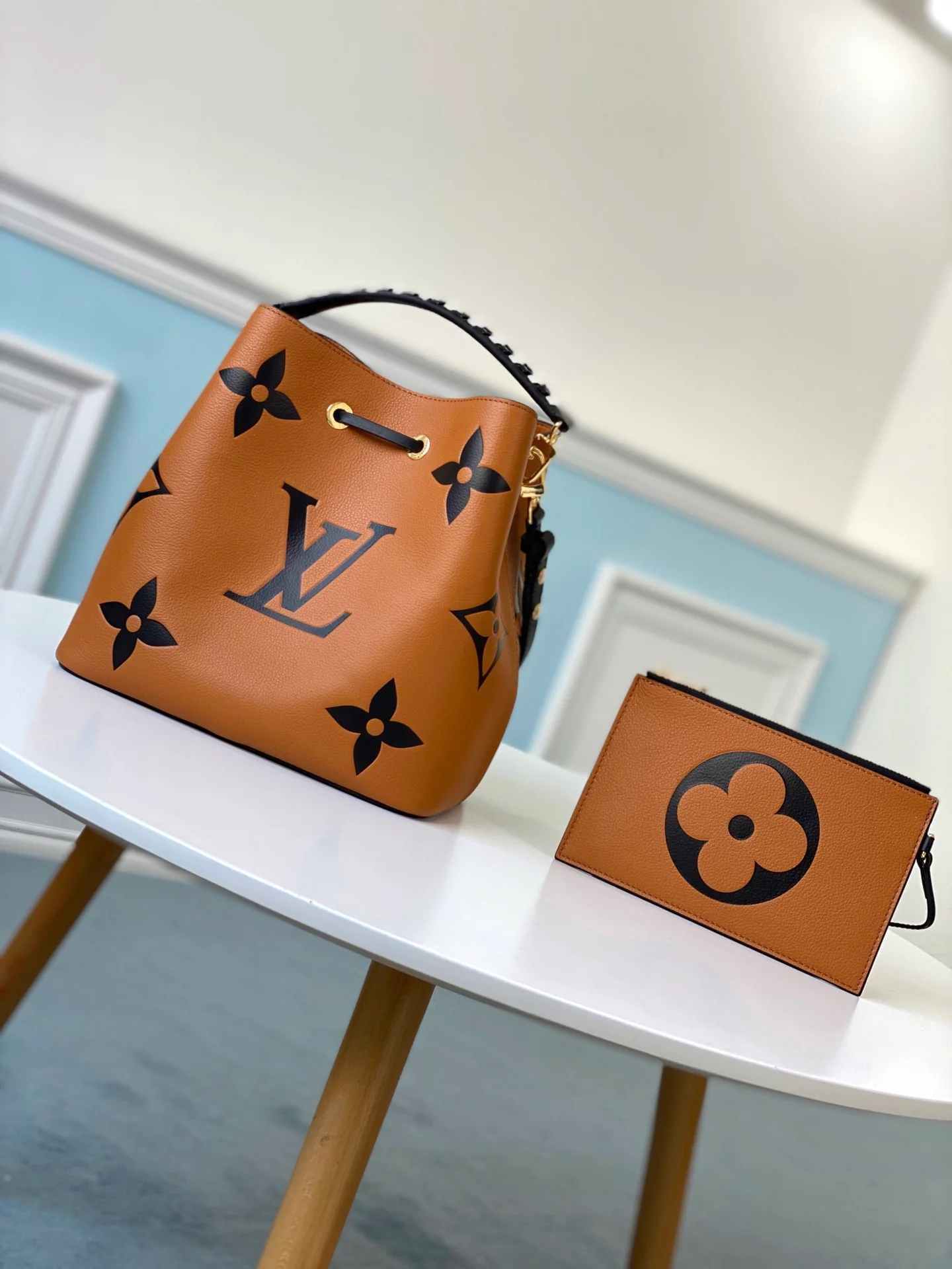 сумка-ведро lv-m56888-caramel-neonoe-medium