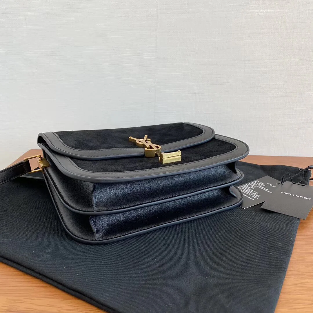 Булочка YSL Solferino Tofu — замша — черная