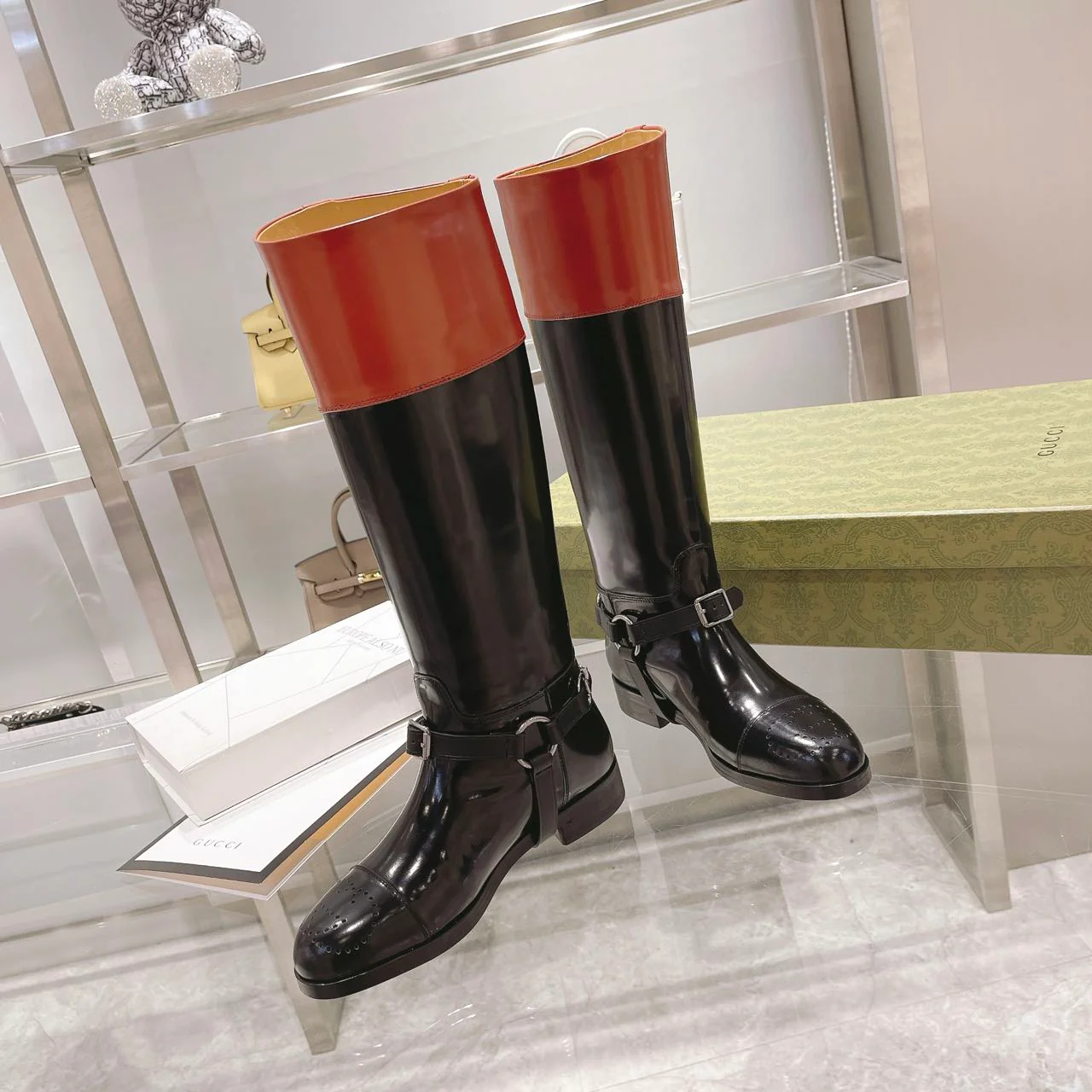 Gucci 2022 Street Buckle Retro Long Boots Equestrian Boots 2