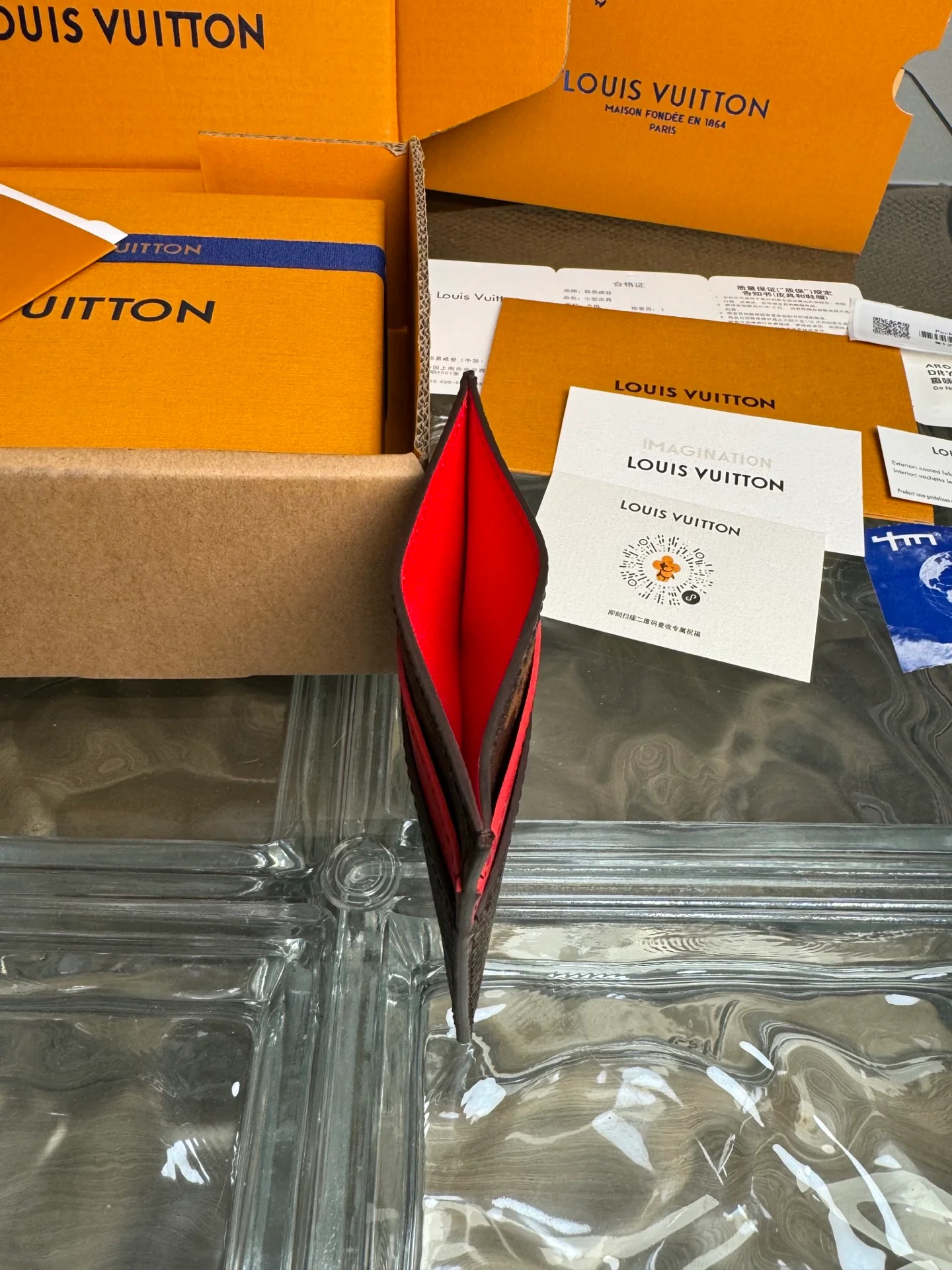 LV-m12840-monogram-macassar card holder-peach pink