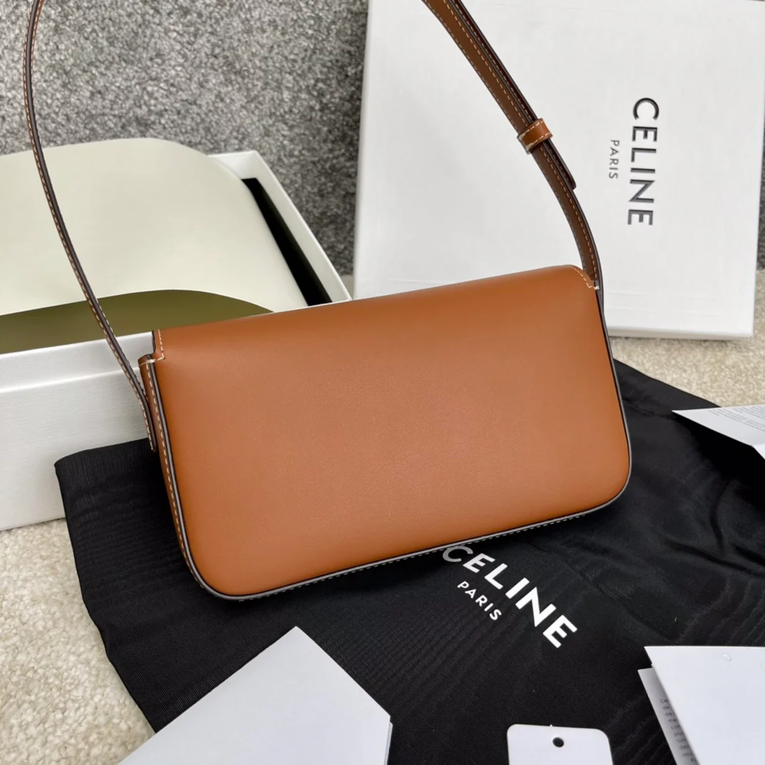 Сумка через плечо Celine Triomphe из коровьей кожи - коричневая