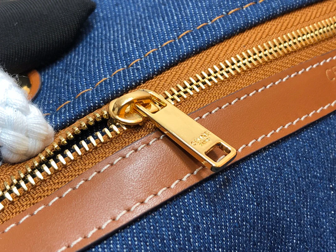 Квадратная сумка Celine-Cabas из джинсовой ткани, канваса и коровьей кожи.