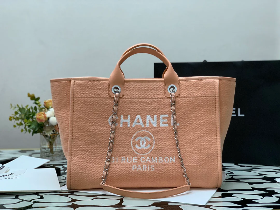 Пляжная сумка Chanel из коллекции осень/зима 2022 — розовая — большая