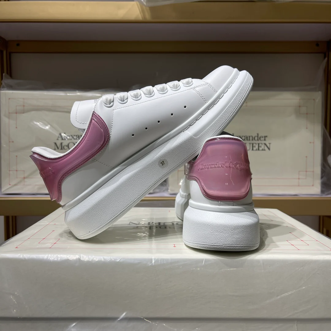 Классические белые кроссовки McQueen - унисекс - фиолетовый каблук - премиум-версия