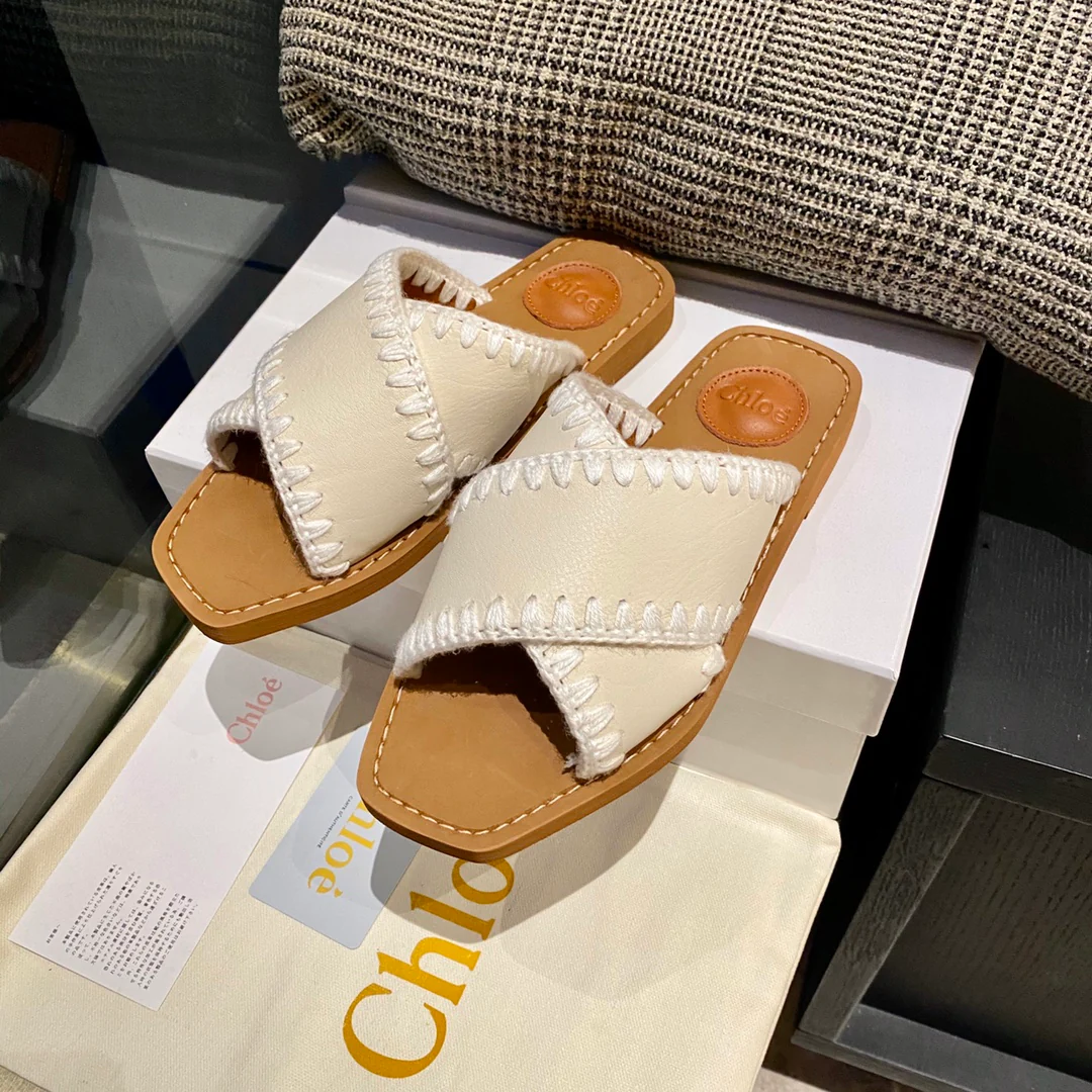 Кожаные сандалии Chloe Cross на плоской подошве - Размеры 35-39-40-42 (изготовление на заказ) - 2 шт.