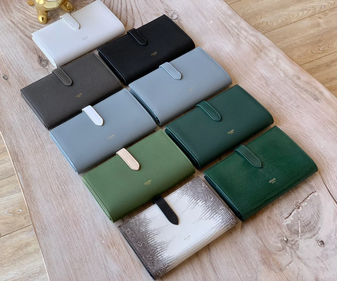 Длинный кошелек Celine - Кошелек с ремешком из крупнозернистой телячьей кожи - 8